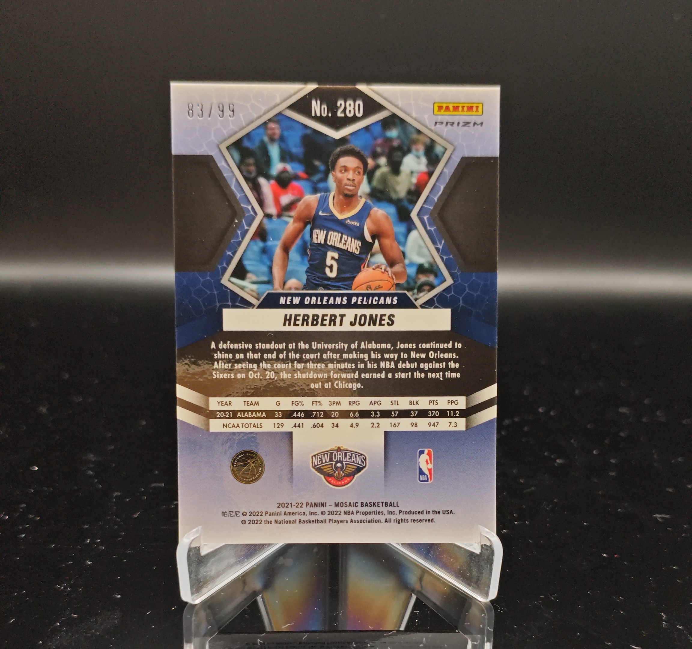 2021-22 Panini Mosaic Herbert Jones RC #280 马赛克 帕尼尼 马赛克 赫伯特 琼斯 带编 卡品如图