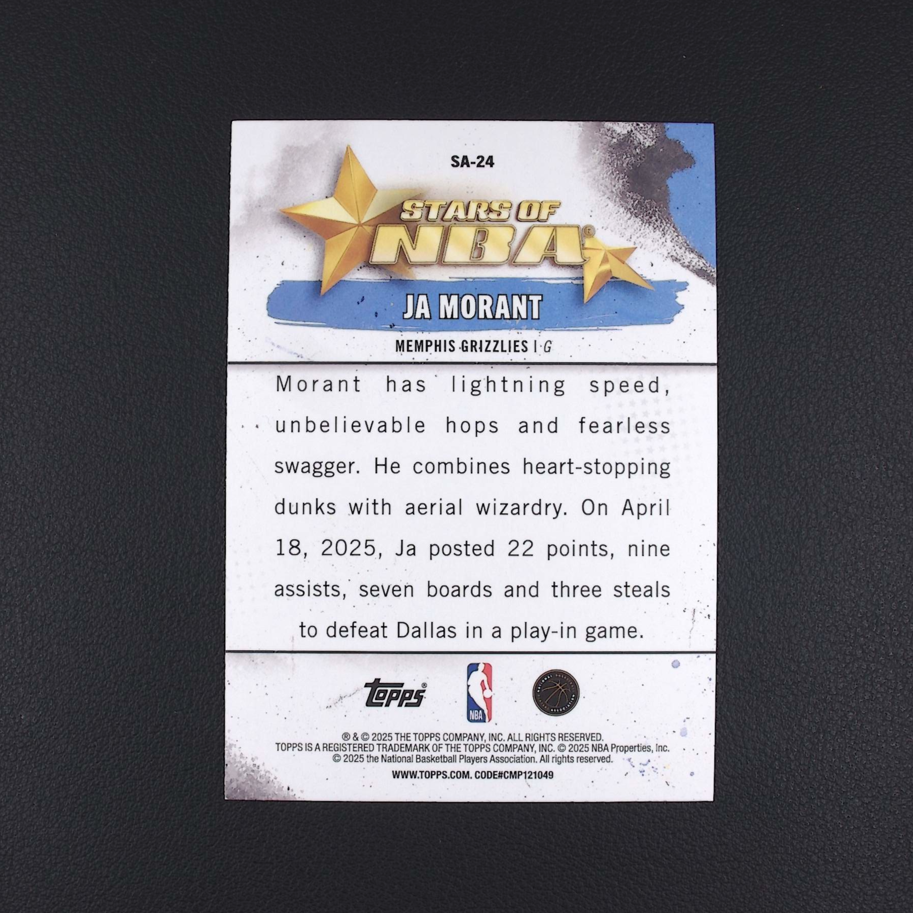 【收卡高至99折】2025 Topps 贾 莫兰特 Ja Morant 250编