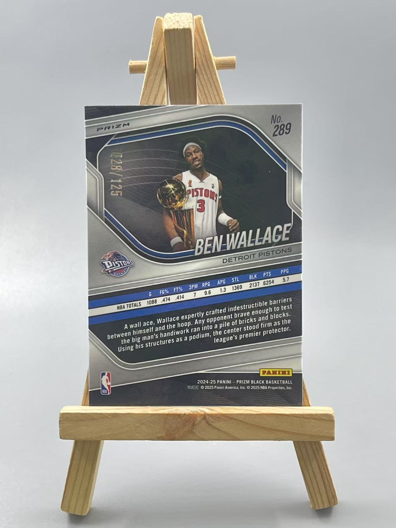 2024-25 Panini Prizm Ben Wallace 【虾米】pz 活塞 本 华莱士 125编 折射 蓝碎冰 捧杯 大本 瑕疵如图 收藏必备 点点
