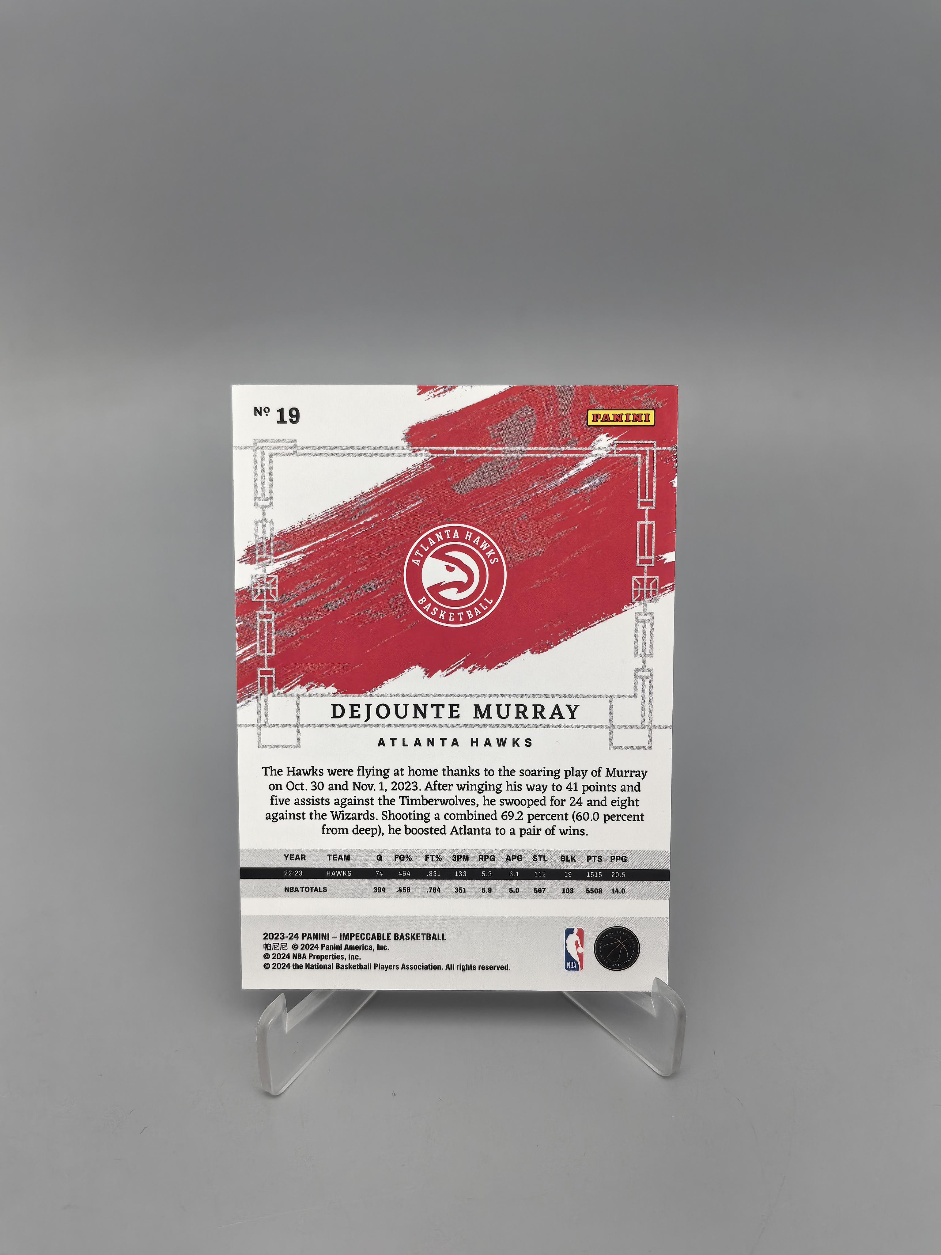 【拆吧代拍】2023-24 Panini Impeccable Kris Murray RC 小真金 开拓者 新秀 克里斯 默里 穆雷 34/49编 Base 金平行 派大心1206