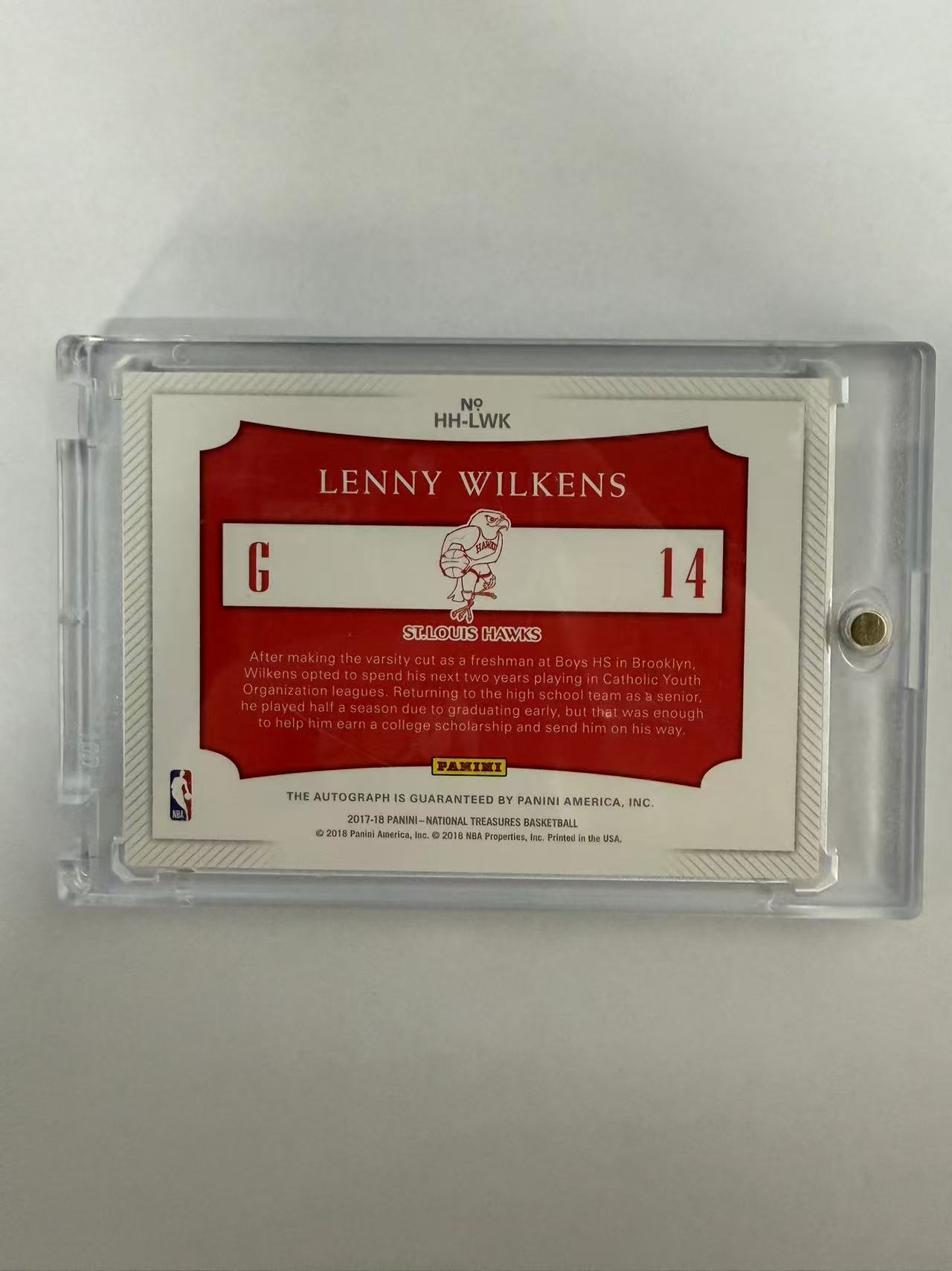 2017-18 Panini National Treasures Lenny Wilkens 伦尼 威尔肯斯 国宝 家乡英雄 签字 卡签 25编 卡品如图 (soso)