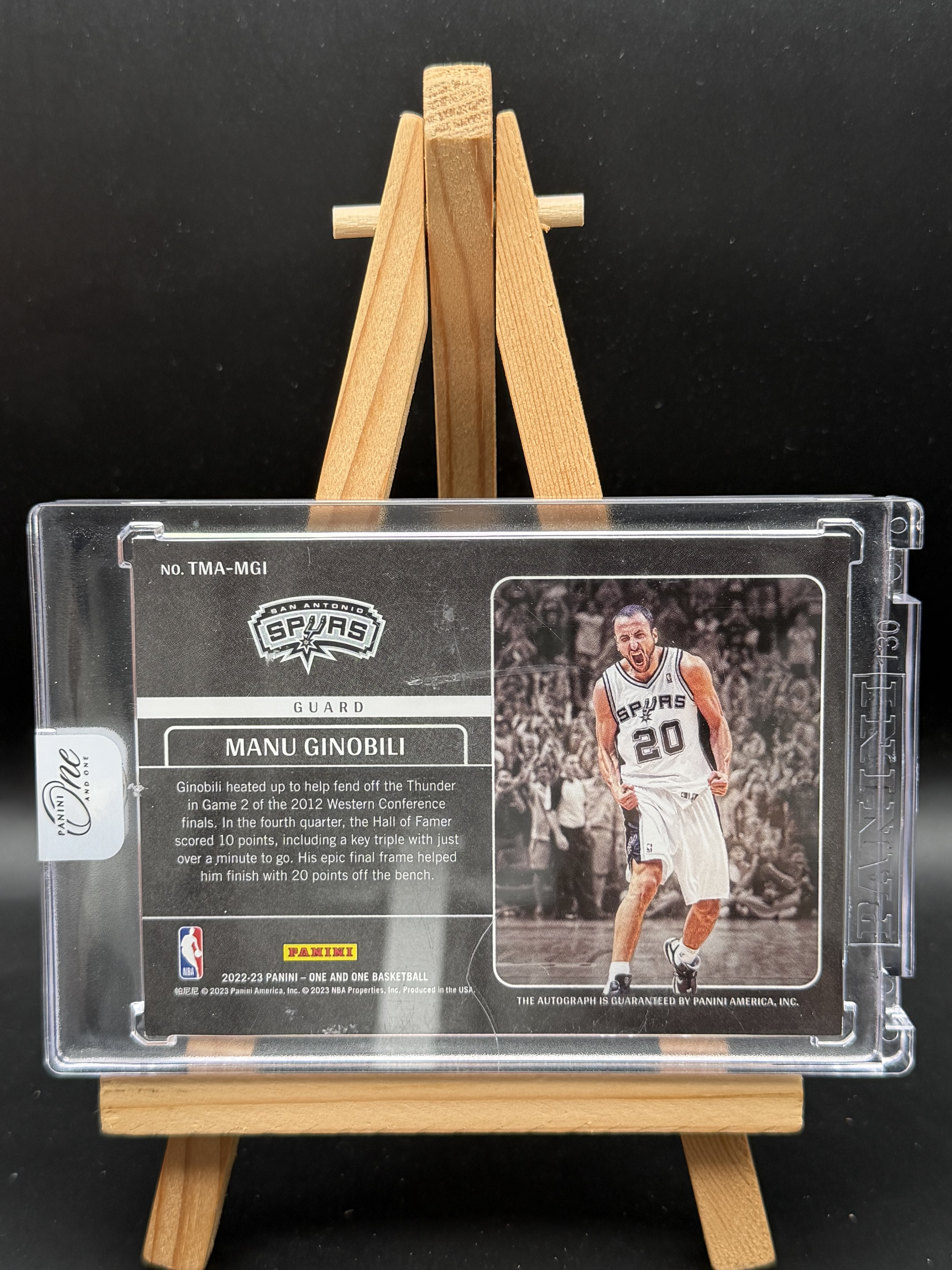 2022-23 Panini One and One Manu Ginobili 马努 吉诺比利 马刺 ONE timeless moments 时刻 25编 红折 卡签 签字 原封