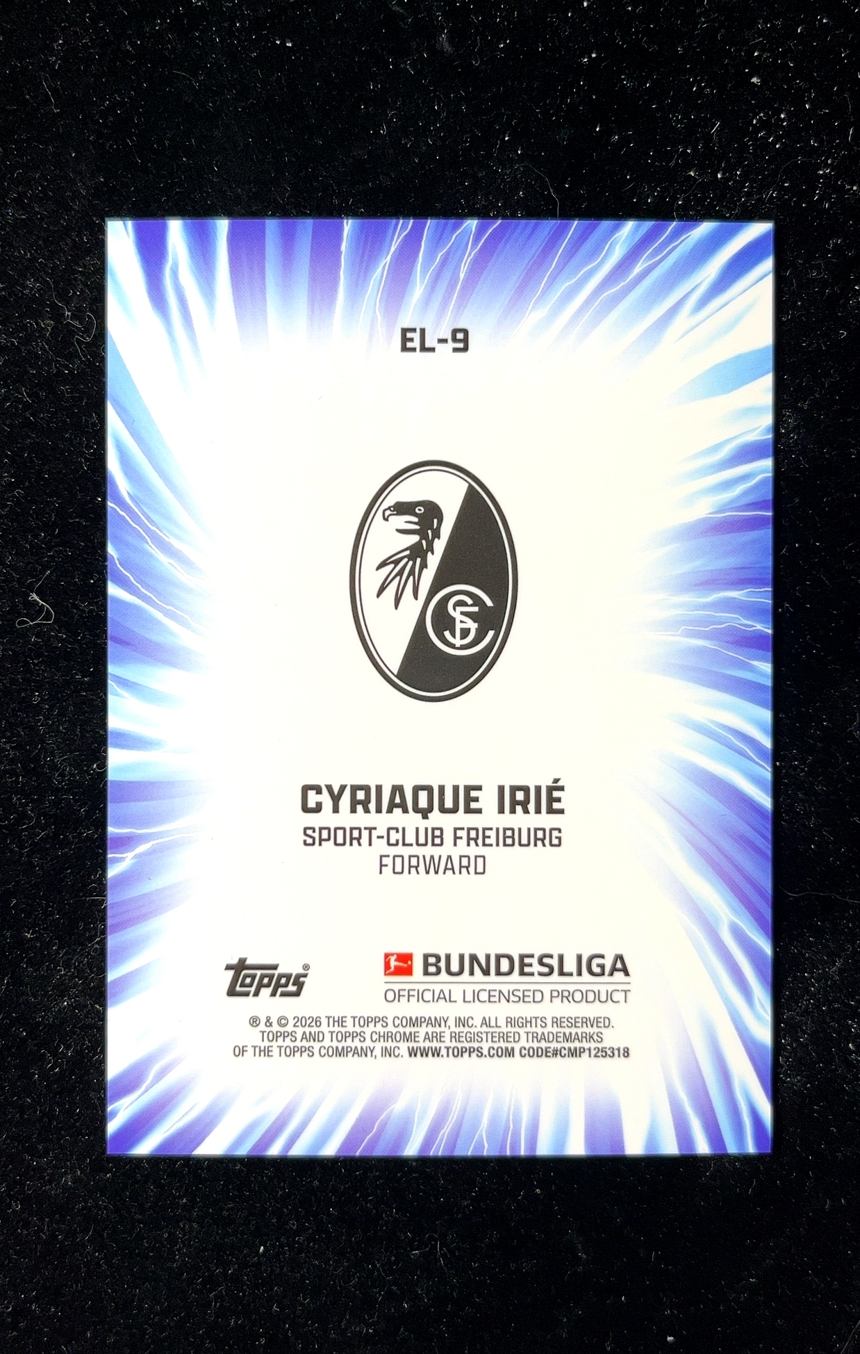 【小白1%代卖】2026 Topps Chrome 德甲 Electrified 电光火石特卡 Cyriaque Irié 西里亚克·伊里埃 银折 折射 卡品如图 高价值 #EL-9 0603