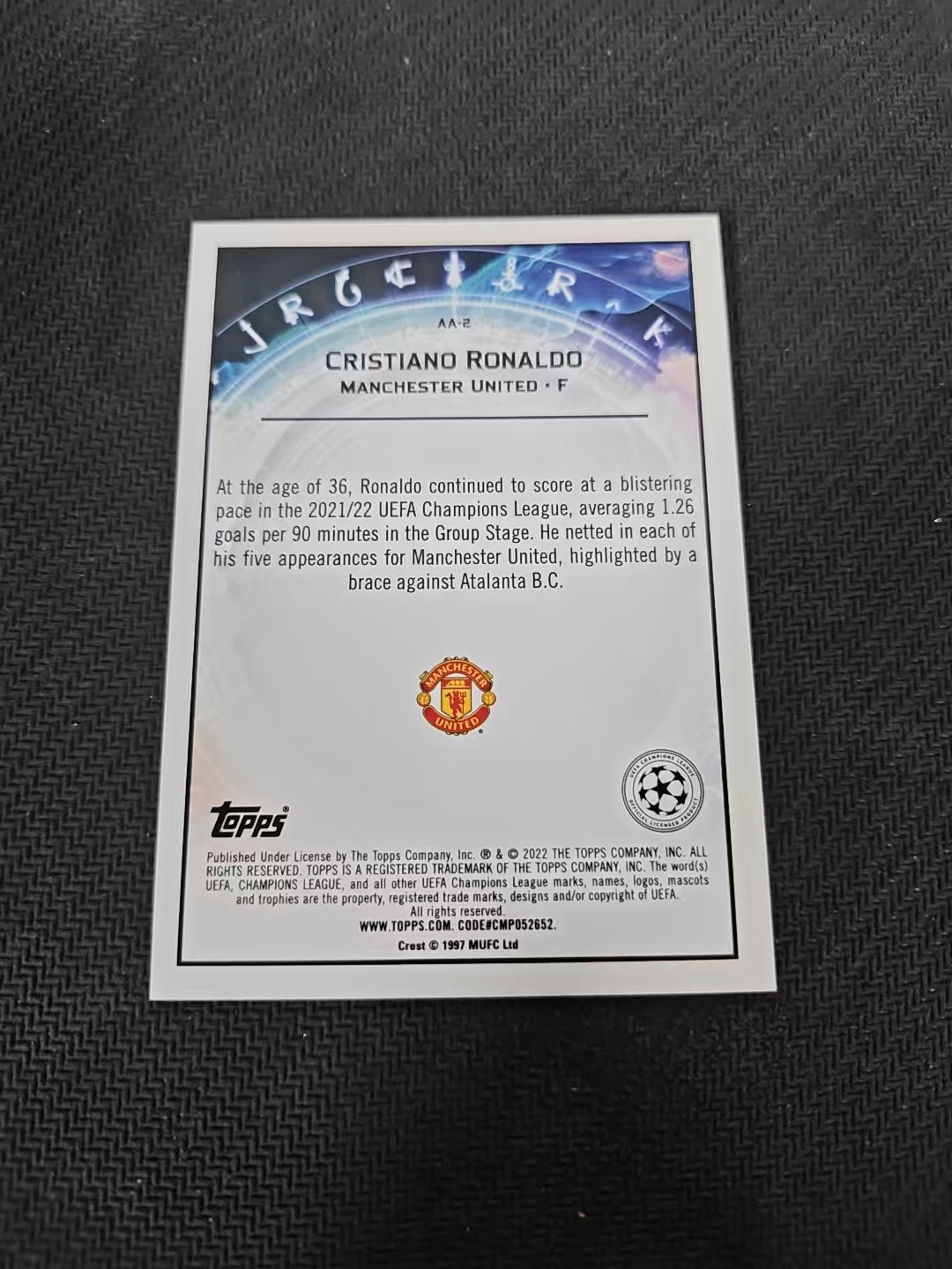 【可合并,不累计】2022 topps merlin cristiano ronaldo 欧冠 梅林 曼联 克里斯蒂亚诺 罗纳尔多 C罗 银折 特卡 微瑕如图