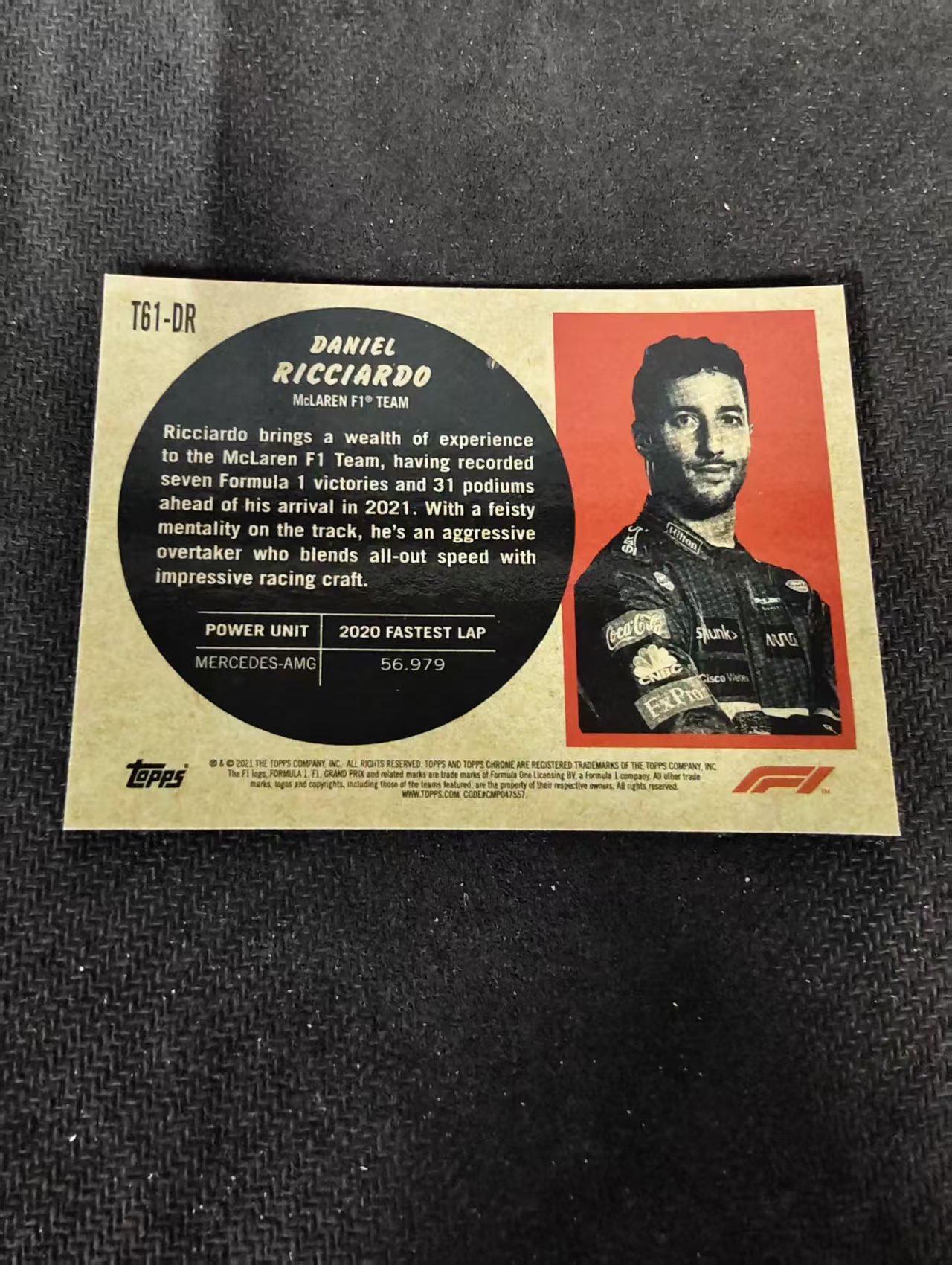 2021 Topps Chrome F1 Daniel Ricciardo 丹尼尔 里卡多 银折 F1 划痕 边角瑕疵 #DR