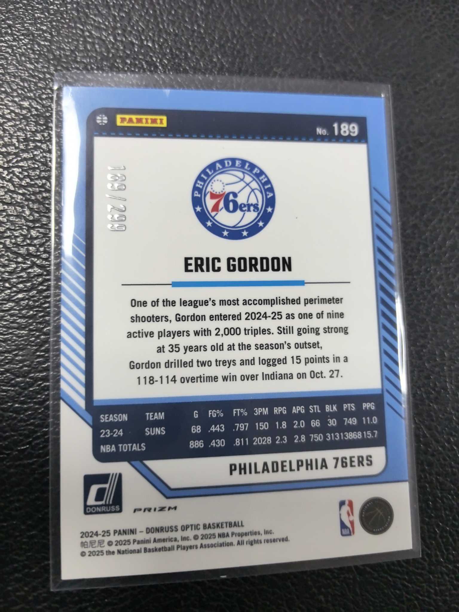 2024-25 埃里克 戈登 299编 op 橙折 龙鳞 hype 折射 76人 12-3