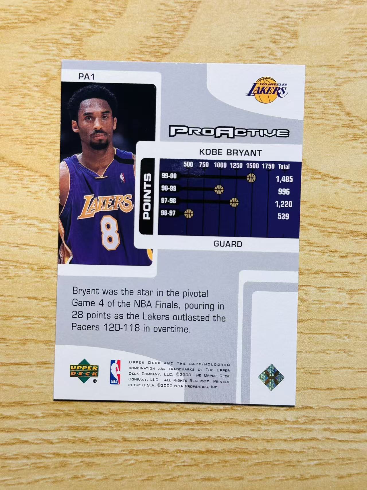2000 Upper Deck Pros and Prospects Kobe Bryant 嘿嘿代卖 金标UD 科比 布莱恩特 老大 黑曼巴 8号 爆炸头科比 实卡精美 老卡 老特 湖人 收藏必备