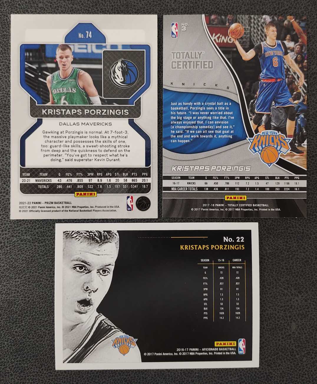 2021-22 Panini Prizm Kristaps Porzingis 纽约尼克斯 达拉斯小牛 波尔津吉斯 波神 三张打包