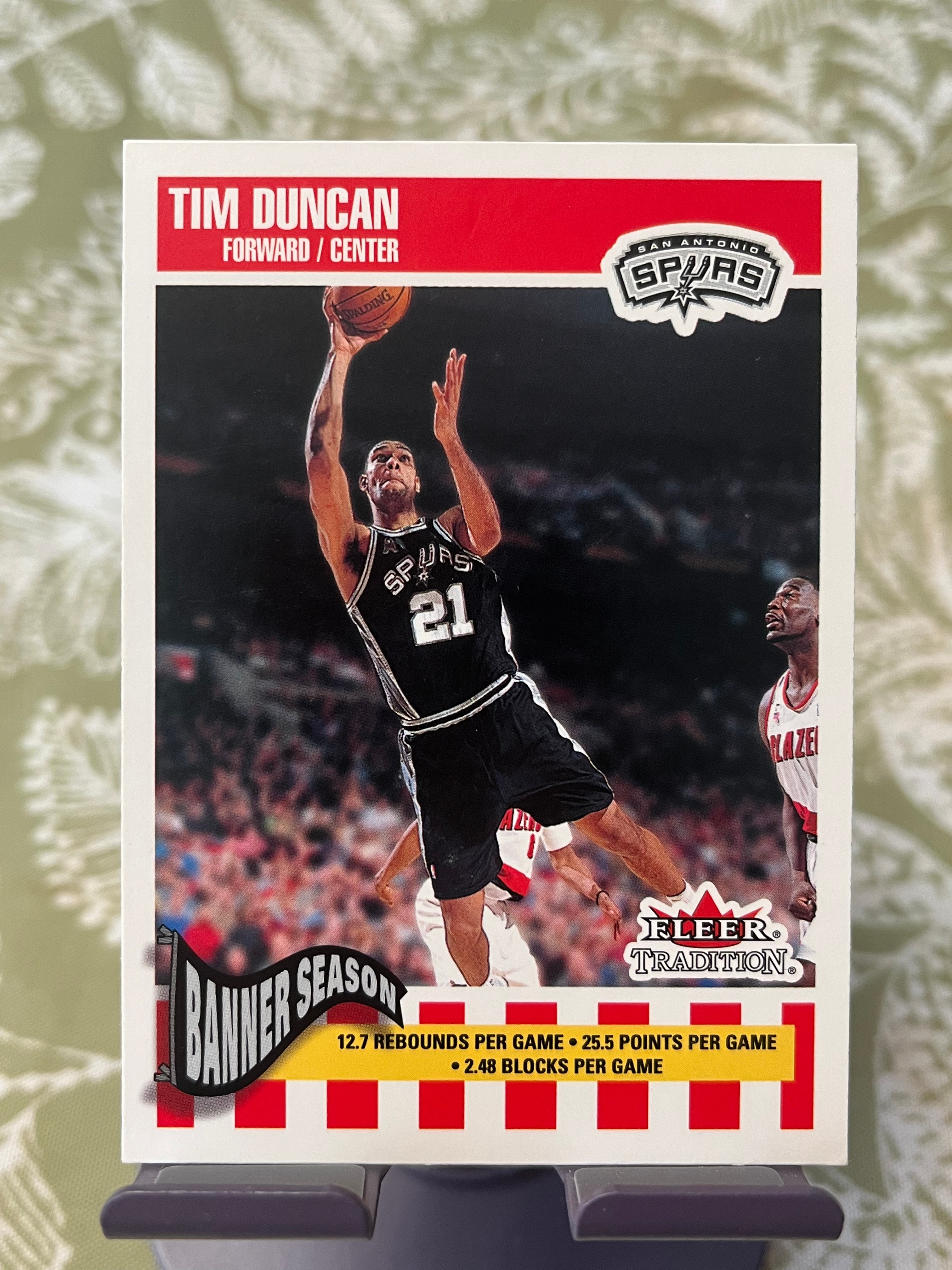 2002 Fleer 老卡 老特 Tim Duncan 蒂姆 邓肯 石佛 马刺【设计经典 BANNER SEASON 标志性赛季】【边角瑕疵如图 介意勿拍】#1186