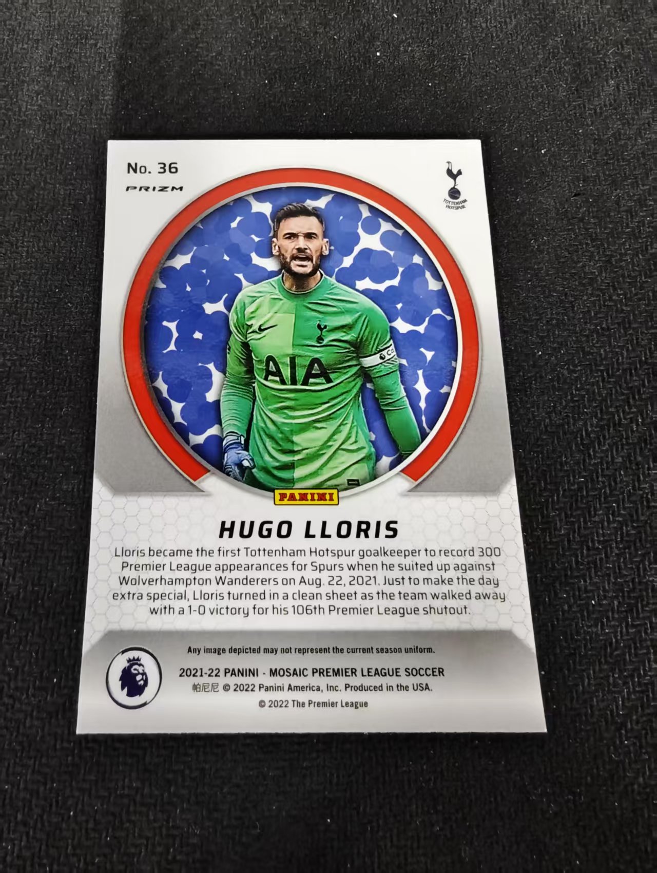 2021-22 Panini Mosaic Hugo Lloris 洛里 法国 热刺 英超 特卡 马赛克折 划痕 边角瑕疵 #36