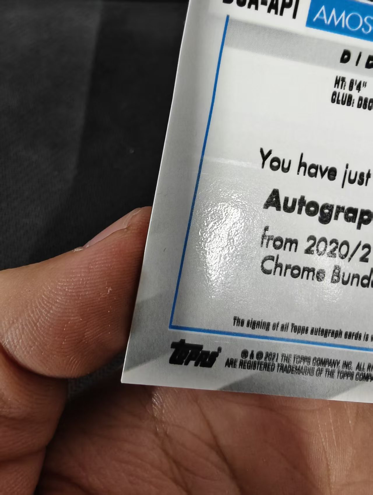 【可合并,不累计】2021 Topps Chrome Amos Pieper 德甲TC 比勒费尔德 阿莫斯 皮珀 银折 签字 签名 微瑕如图
