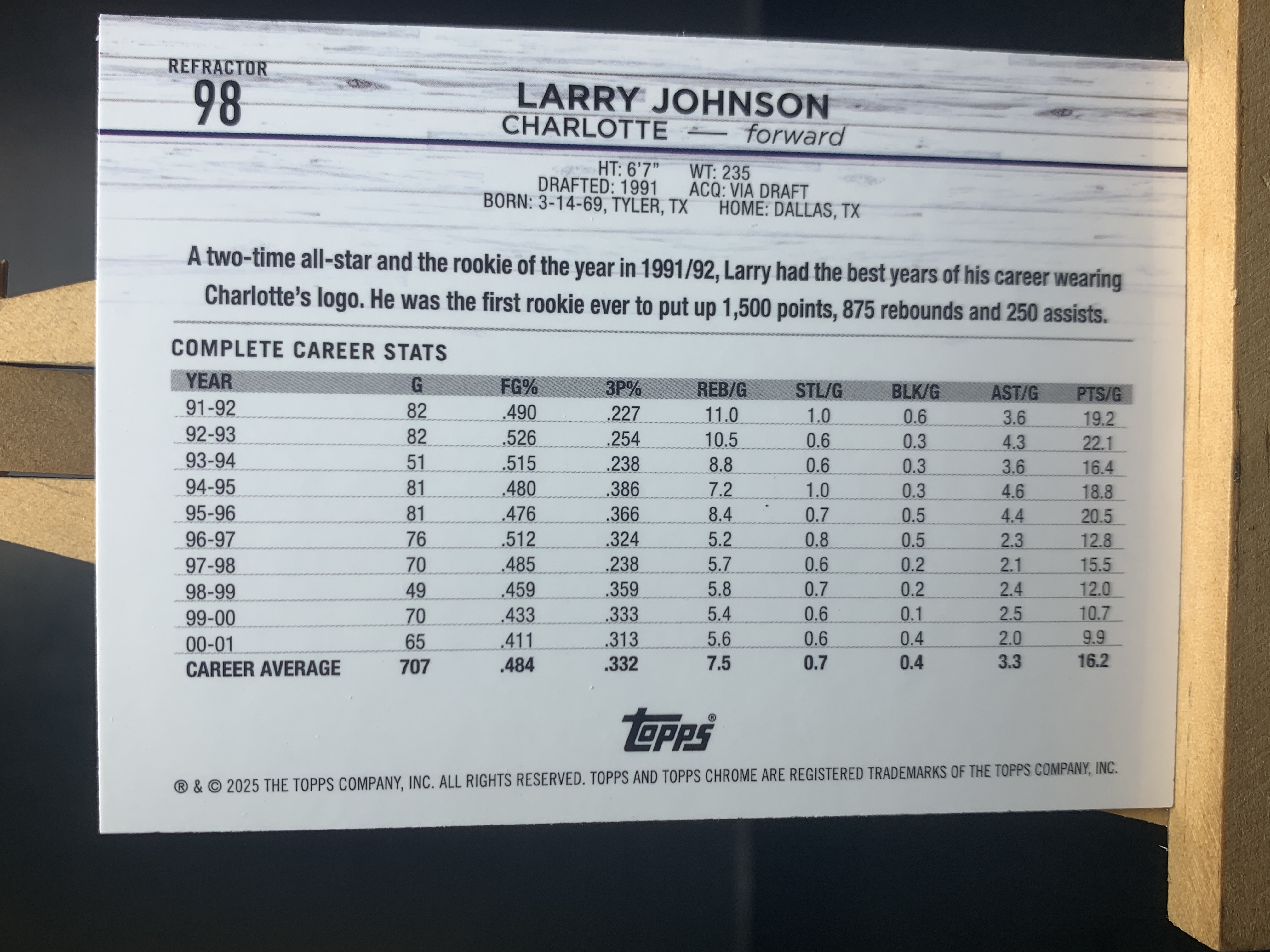 (S9) 2025 TOPPS 银折 大妈 拉里 约翰逊 近期大热球星 收藏必备 卡品如图 ! ! !