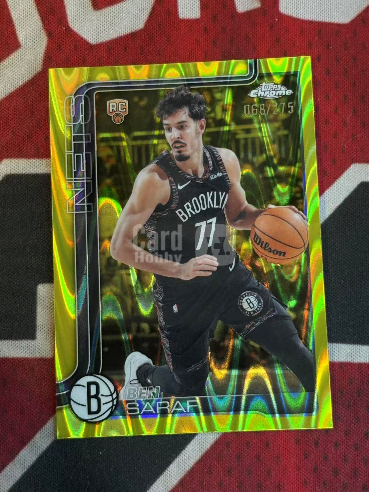 2025-26 TOPPS CHROME UPDATE TCU系列 BEN SARAF 篮网 新秀RC 本萨拉夫 275编 正新秀BASE 带编BASE 黄变形虫/黄熔岩折 折射【烂臭嘴拍卖】