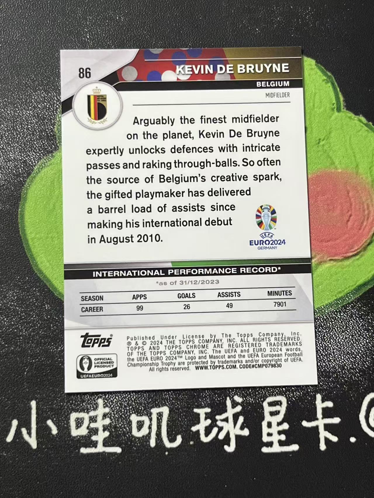 2024 Topps Chrome Kevin De Bruyne 欧洲杯 蓝宝石 比利时 凯文 德布劳内 50编 金碎冰折 曼城 微瑕如图【ZYP代拍】羽羽