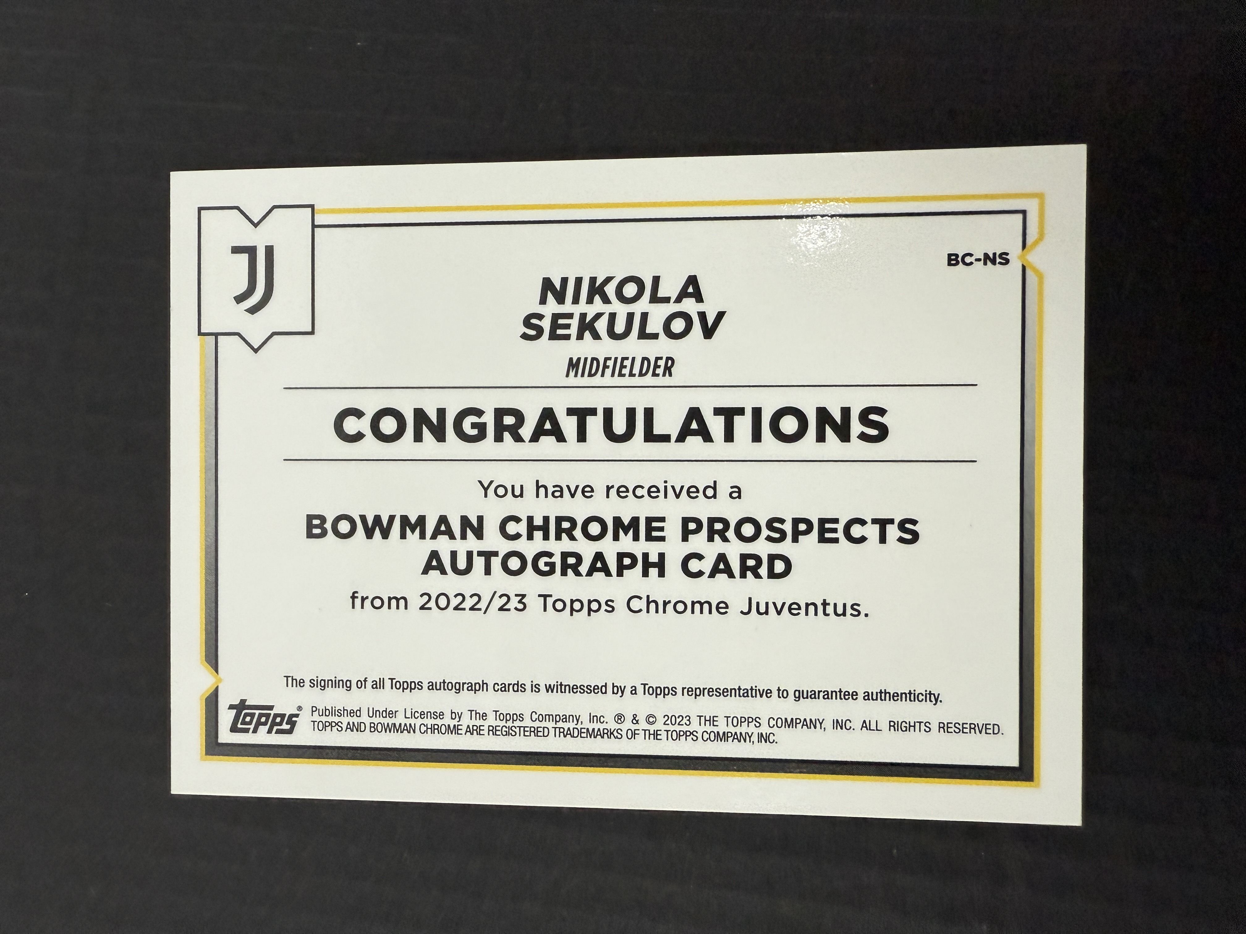 【GOAT山羊拍卖】D哥 2023-24赛季 topps chrome尤文图斯队盒系列 塞库洛夫 新秀bowman签字 尤文图斯 品相如图
