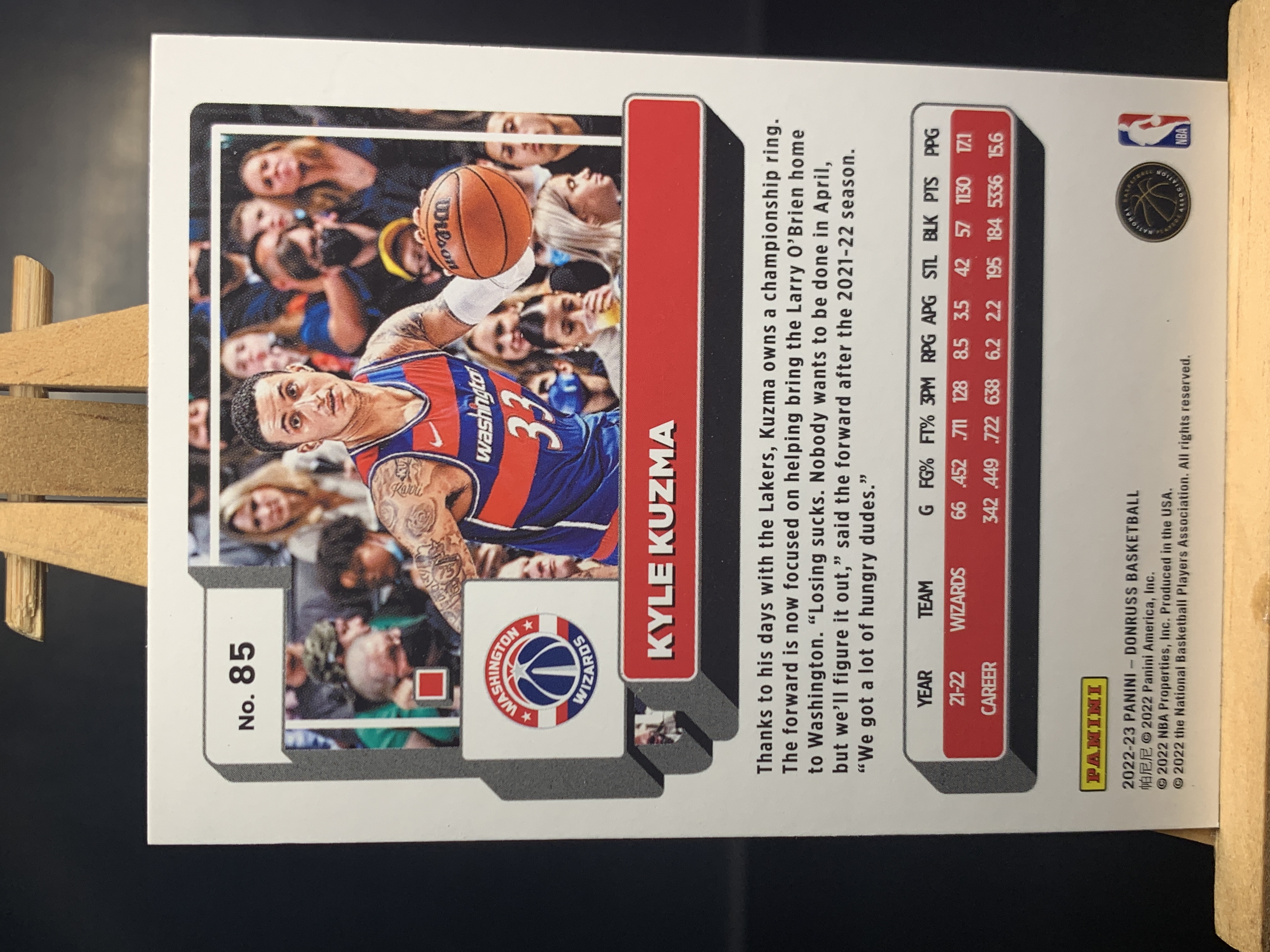 (A4) 2022-23 PANINI 杜蕾斯系列 绿佛光折 库兹马 奇才 实卡好看 收藏凑套必备 卡品如图 !!!