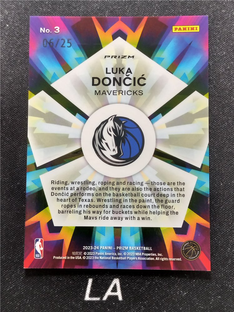 【LA拍卖】23-24 Panini Prizm Luka Doncic 卢卡 东契奇 077 独行侠队 联盟门面 MOJO折 ...