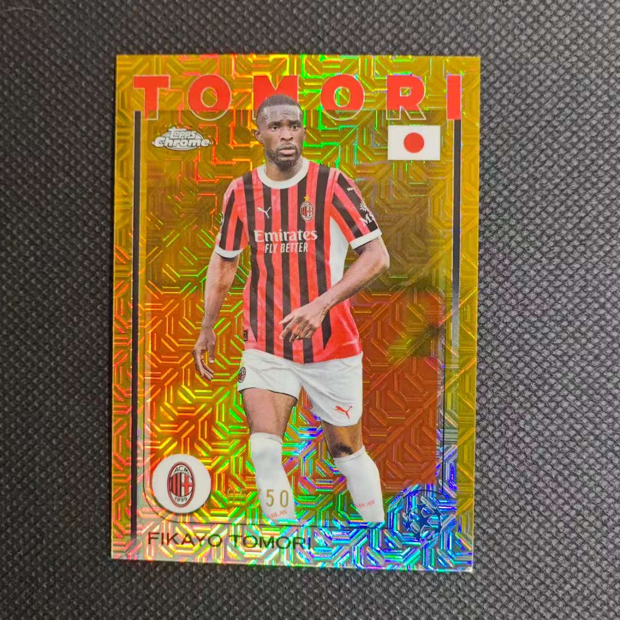 2025 Topps Chrome Fikayo Tomori 团长#70欧冠 AC米兰 菲卡约 托莫里 英格兰 金迷宫折 05/50编 mojo折 卡品细节看图