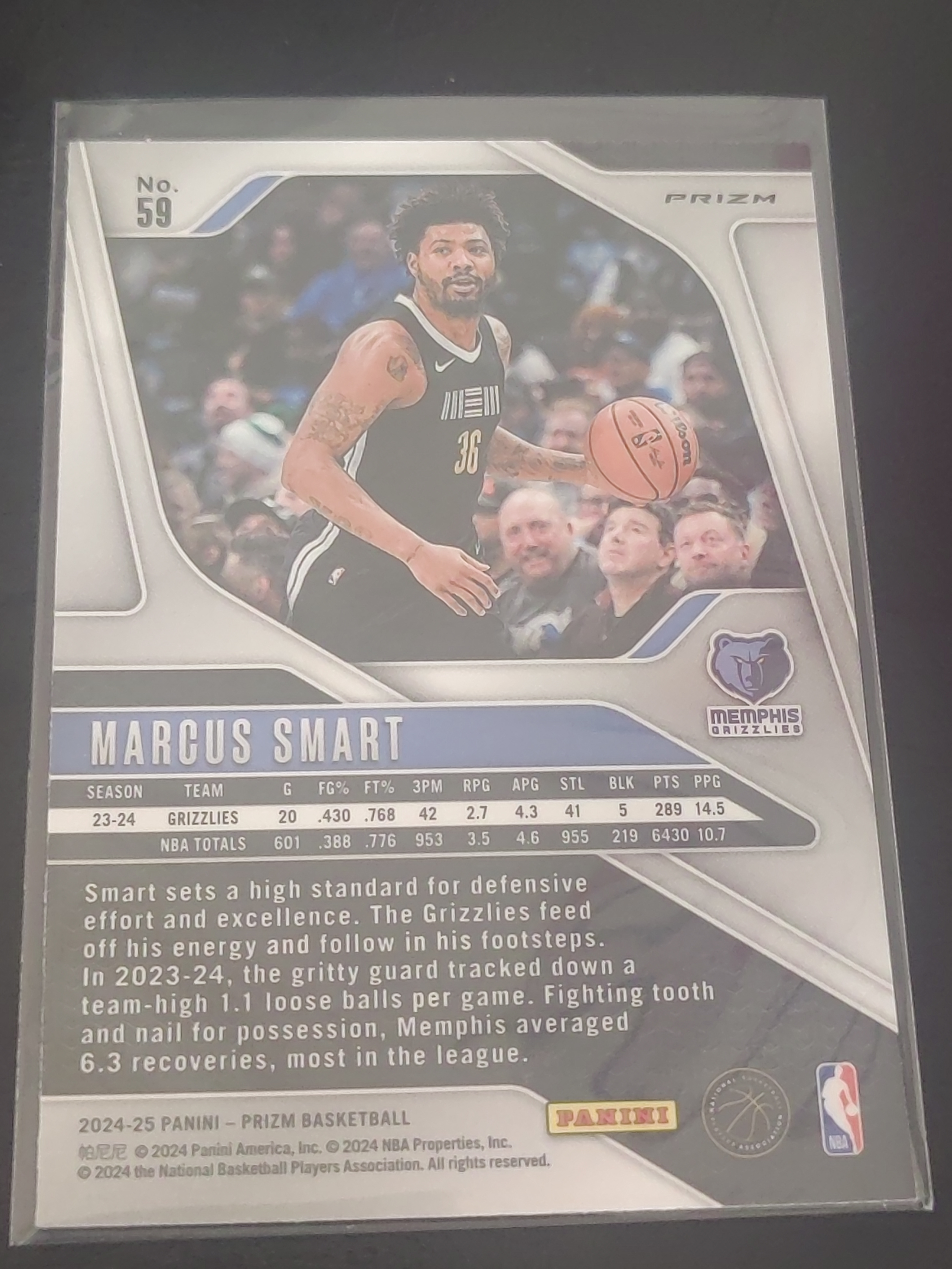 2024-25 Panini Prizm Marcus Smart PZ 粉碎冰 马库斯·斯玛特 凯尔特人 灰熊 篮 白边白角 不保卡品 卡品如图