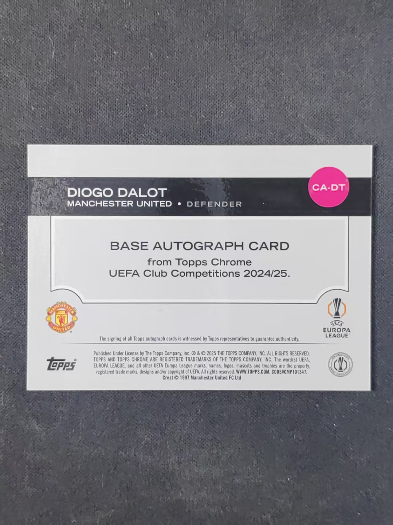 2025 Topps Chrome Diogo Dalot 【林林拍卖吹c王】tc系列 欧战 曼彻斯特联 曼联 达洛特 097/150编 蓝折 签字