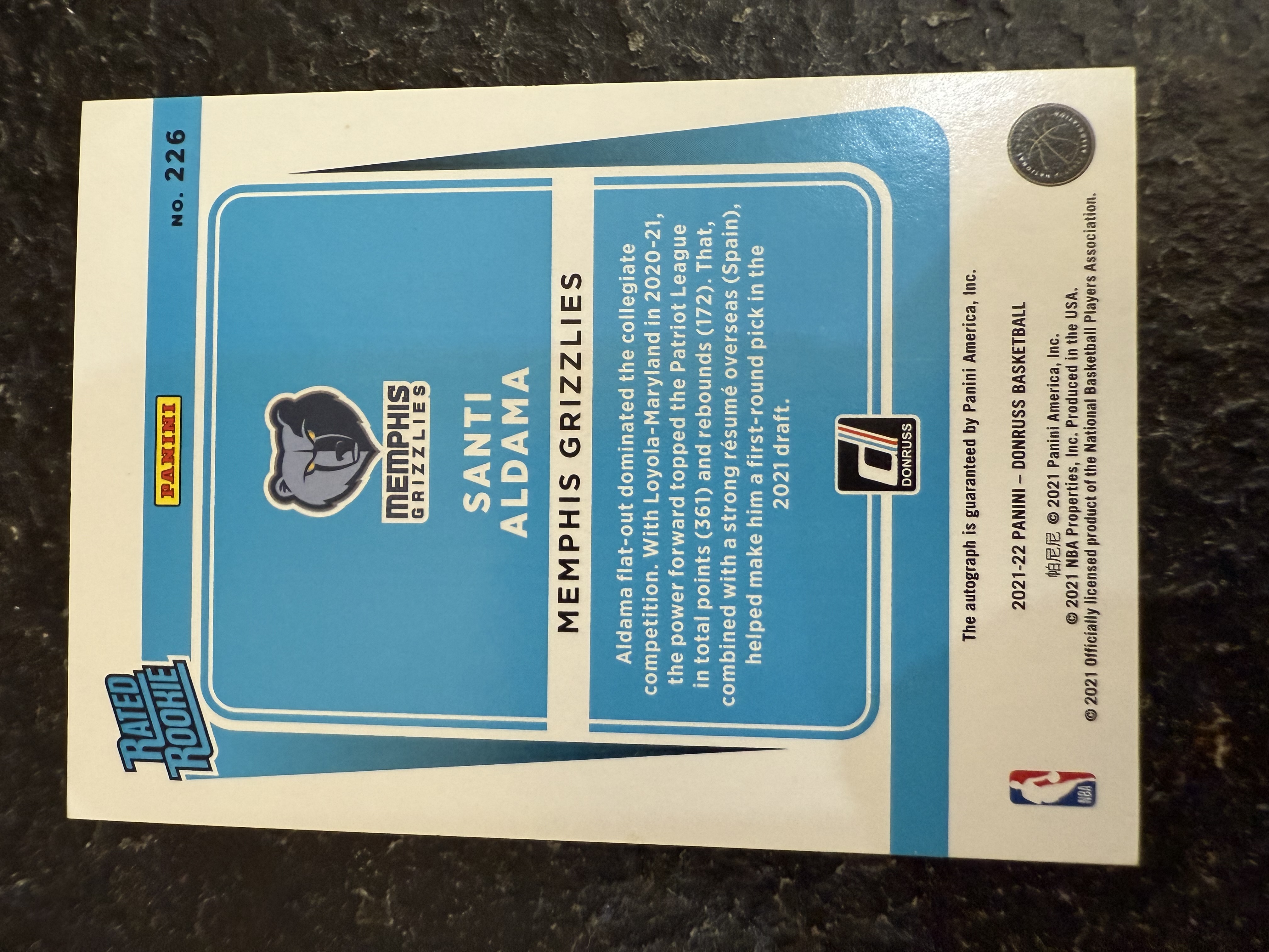 2021-2022 PANINI DONGRUSS 新秀RC 阿尔达玛 灰熊 贴签 红金佛光折 稀有折射 凑套收藏佳品 卡品如图 拍前细看备注