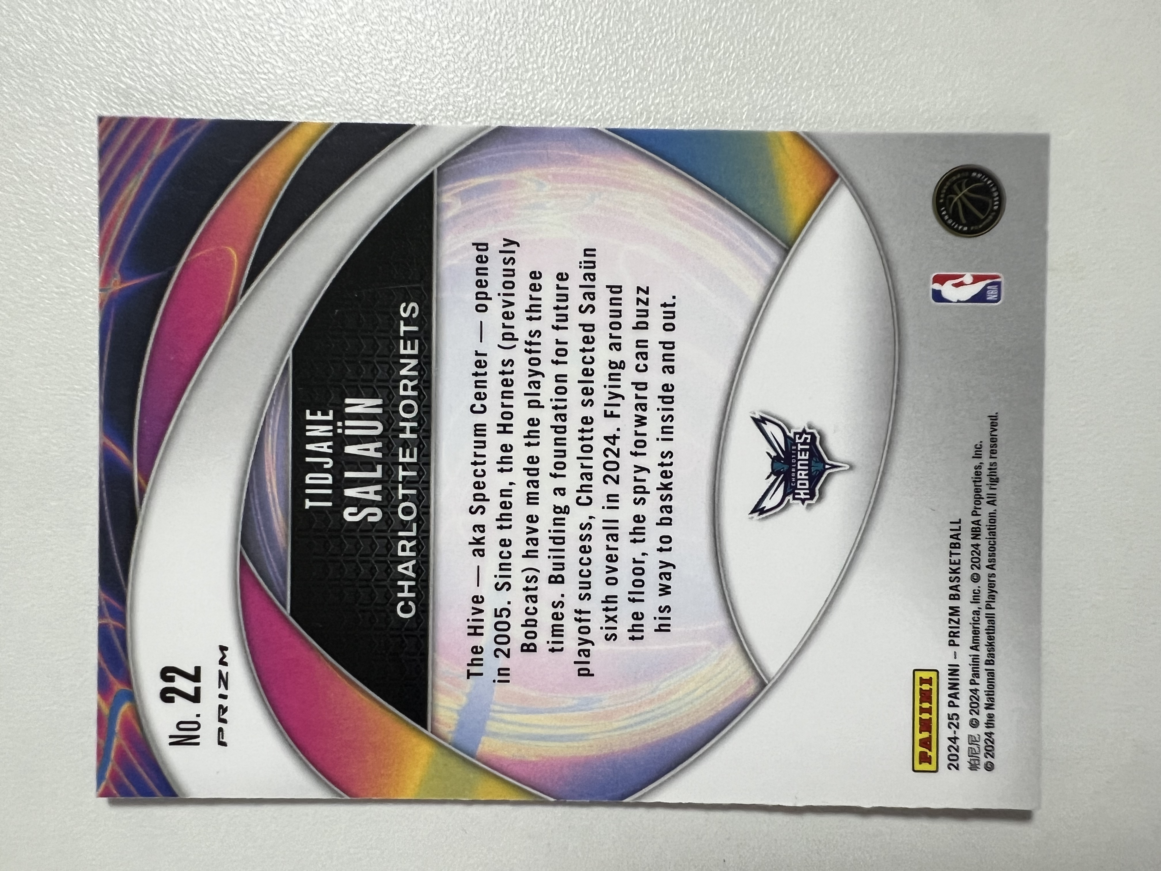 2024-25 Panini Prizm Tidjane Salaun RC 提贾尼萨隆 黄蜂 新秀年 万花筒 PZ系列 HH03 收藏凑套 卡品如图