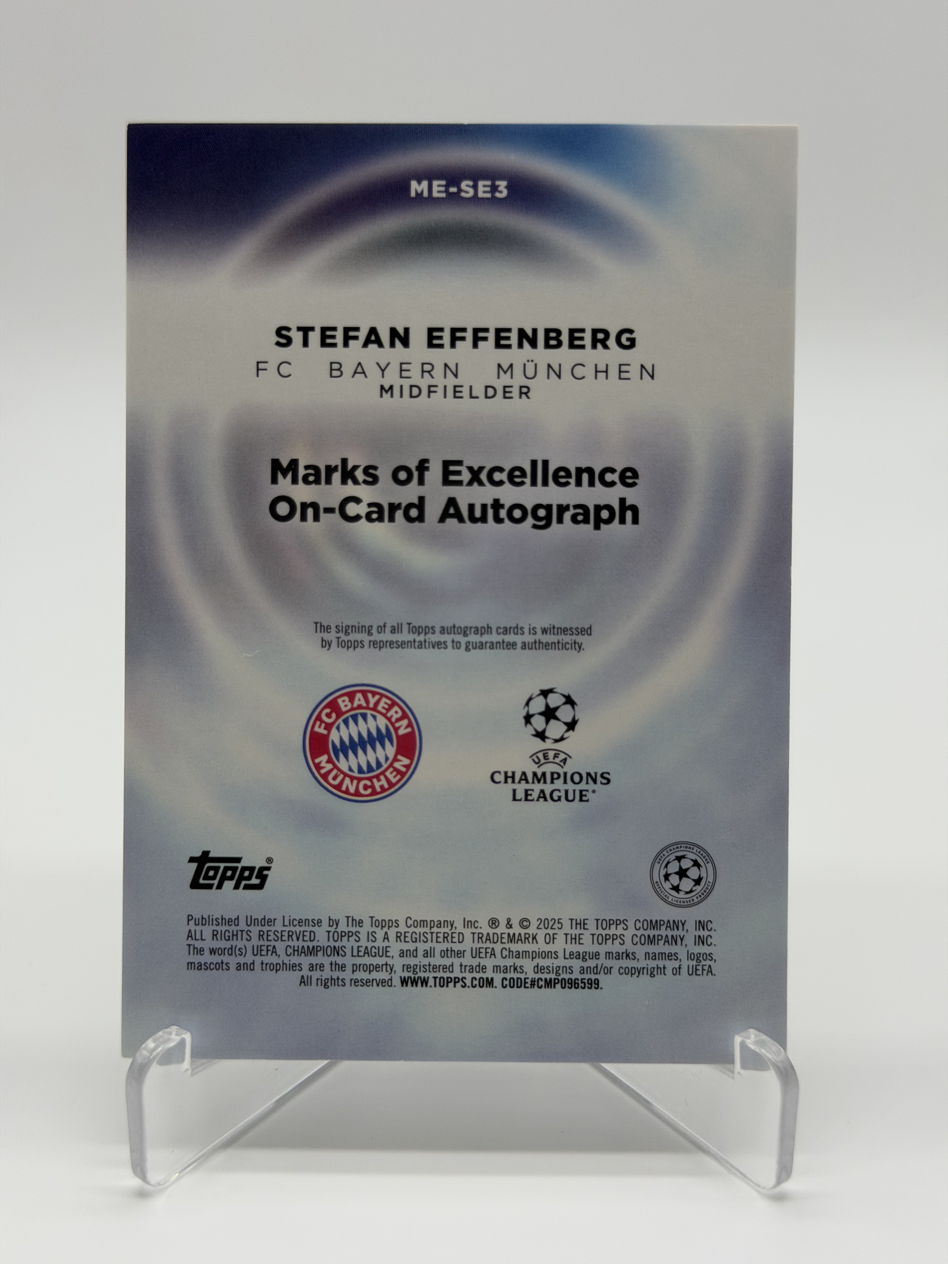 2025-26 Topps Stefan Effenberg【Simple 张明】欧冠 拜仁慕尼黑 埃芬博格 插入 大比例 卓越卡签 签字 拜仁慕尼黑 16/25编 橙平行