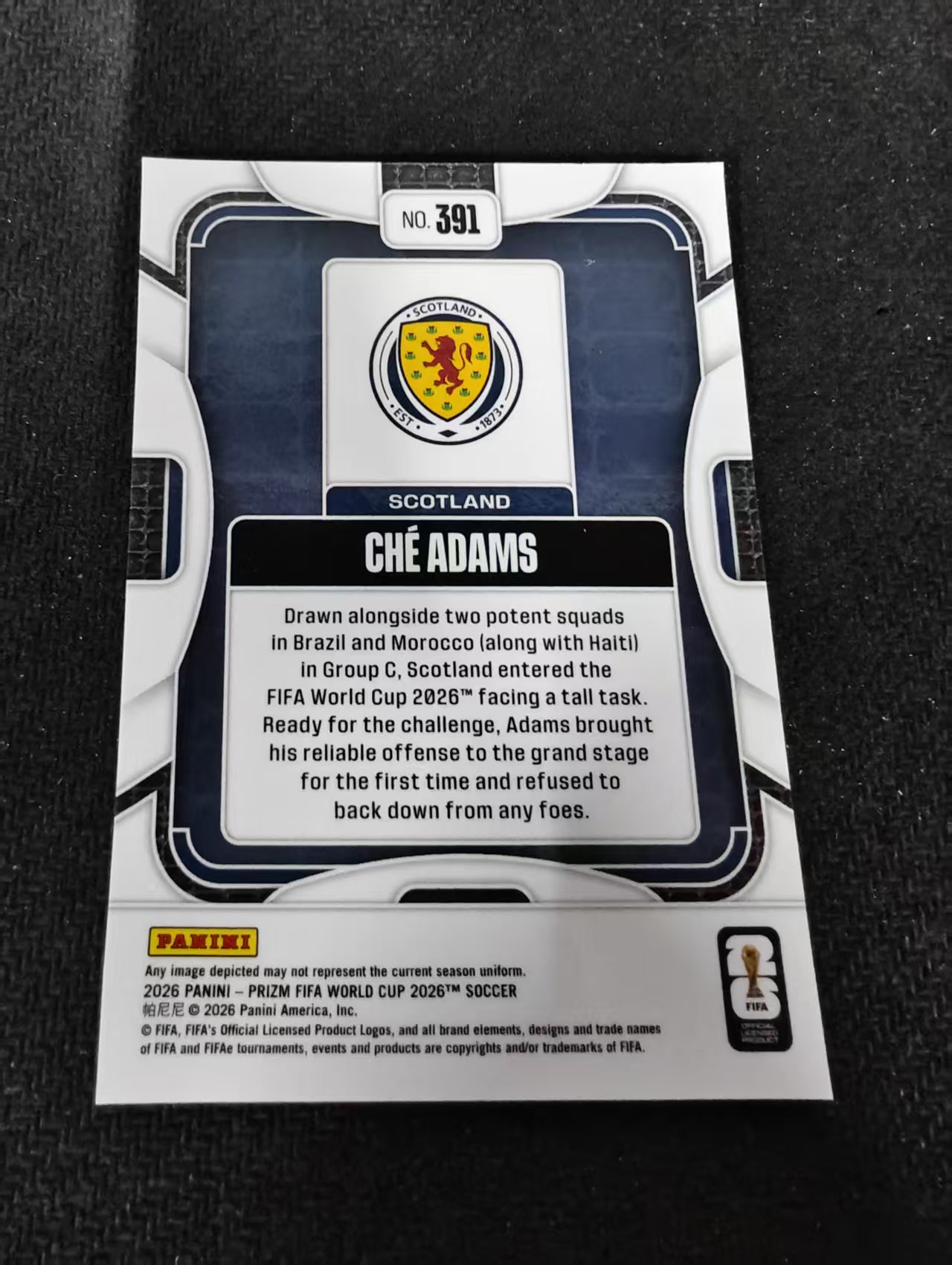 2026 Panini World Cup Prizm Che Adams 世界杯 pz 切 亚当斯 苏格兰 PZ世界杯 划痕 边角瑕疵#391