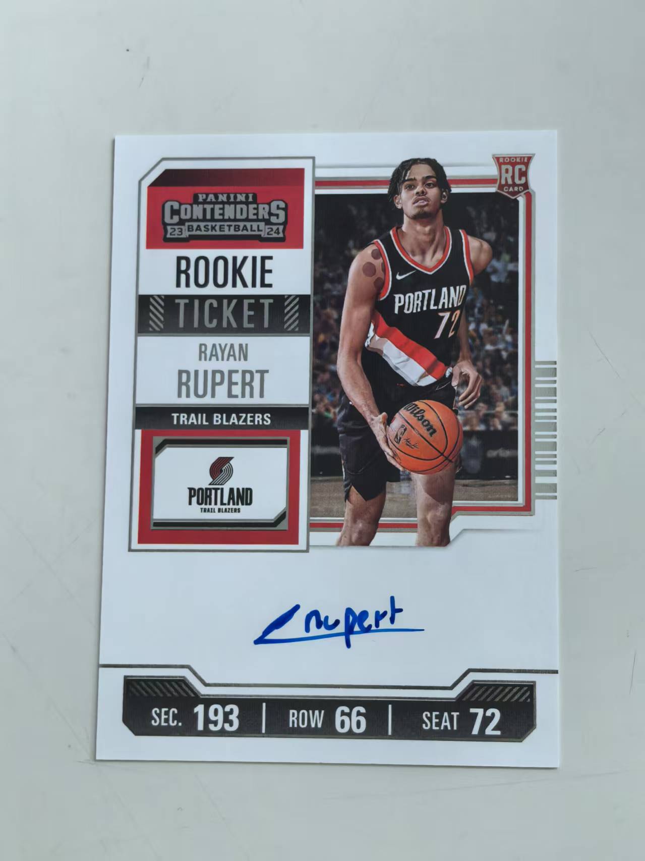 2023-24 Panini Contenders Rayan Rupert RC 新秀 #128 卡签 签名卡签字卡 开拓者 【黑魔苏】