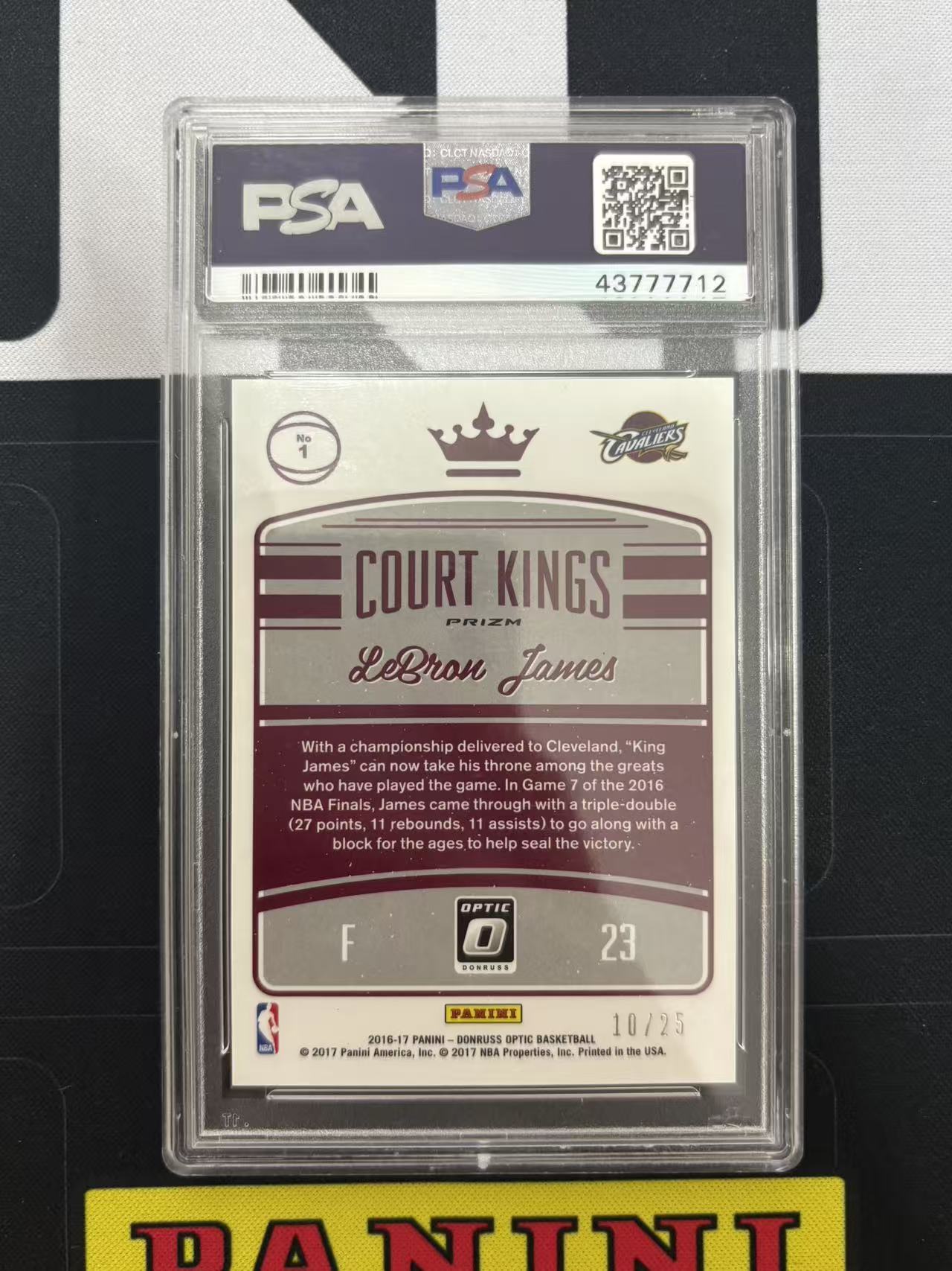 2016-17 Panini Donruss optic LeBron James 勒布朗 詹姆斯 正粉折 10/25编 psa9分 评级卡 元年op Court Kings 特卡 折射 杜蕾斯 骑