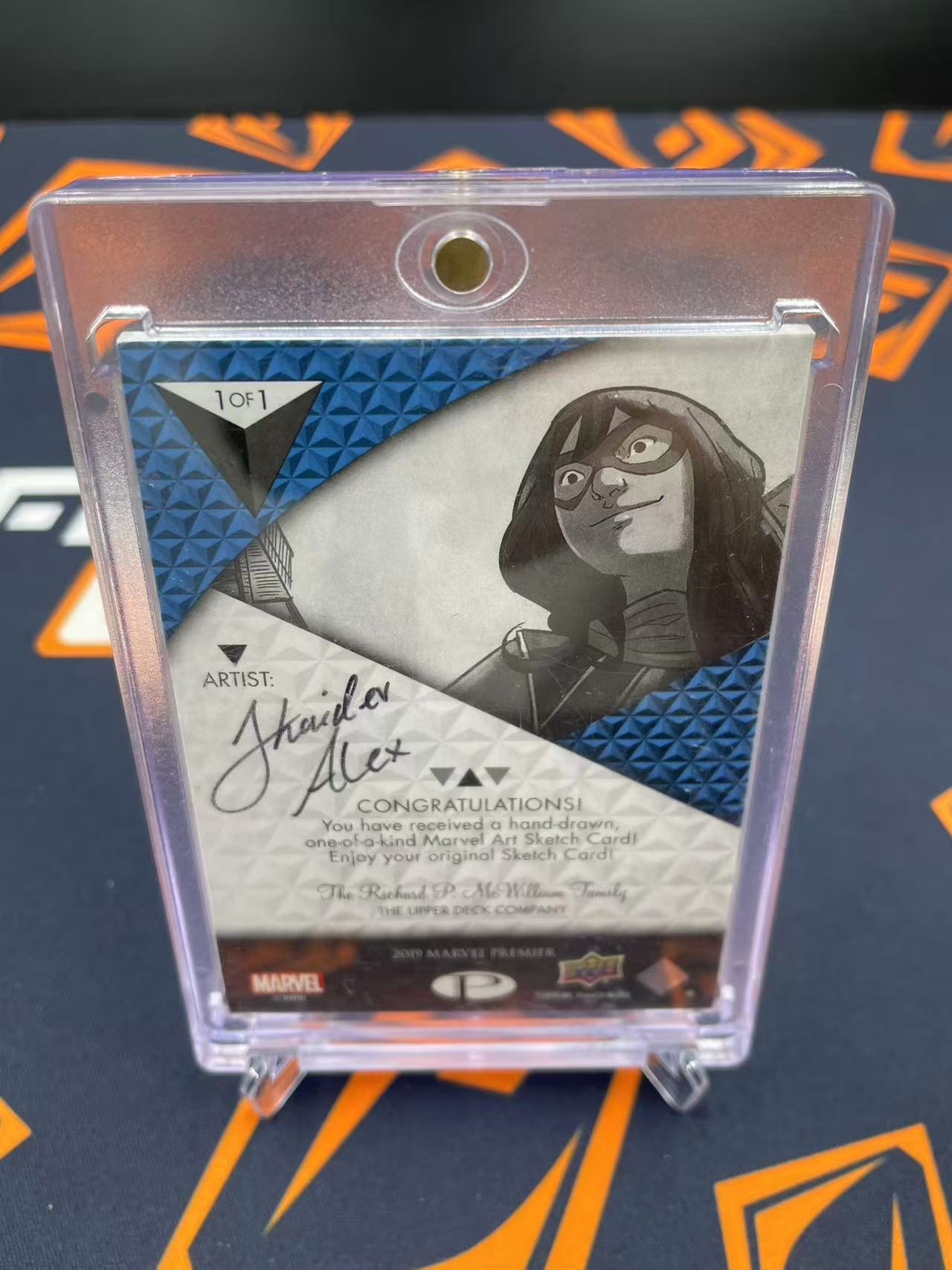 2019 Marvel (MCU) Upper Deck 漫威 Premier 大铁盒 手绘卡 Sketch 【缇缇代拍】 1/1编 Ms. Marvel 惊奇女士 画师 亲笔签名 值得收藏 天空城