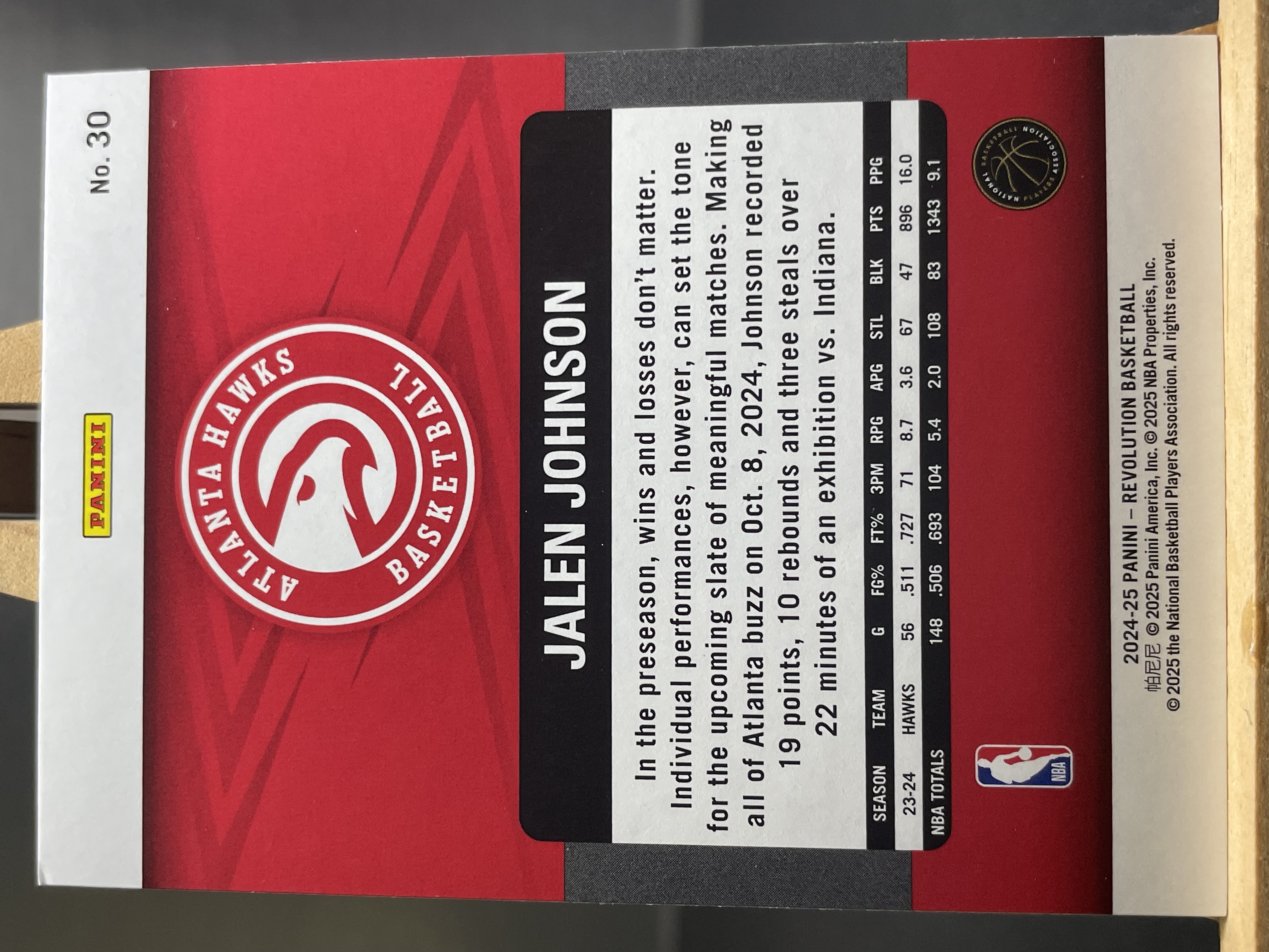 (A2) 2024-25 PANINI 革命系列 折射 杰伦 约翰逊 老鹰 实卡好看 收藏凑套必备 卡品如图 !!!