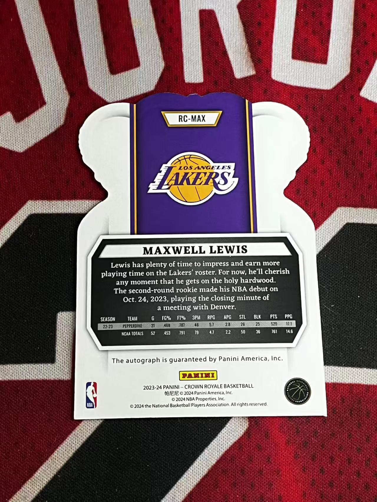 【接寄拍】2023-24 PANINI CROWN ROYALE 皇冠系列 湖人 新秀RC 马克斯维尔刘易斯 35编 签字卡 异形切割签字特卡 银折 折射 红平行 专收凑套必备【烂臭嘴拍卖】