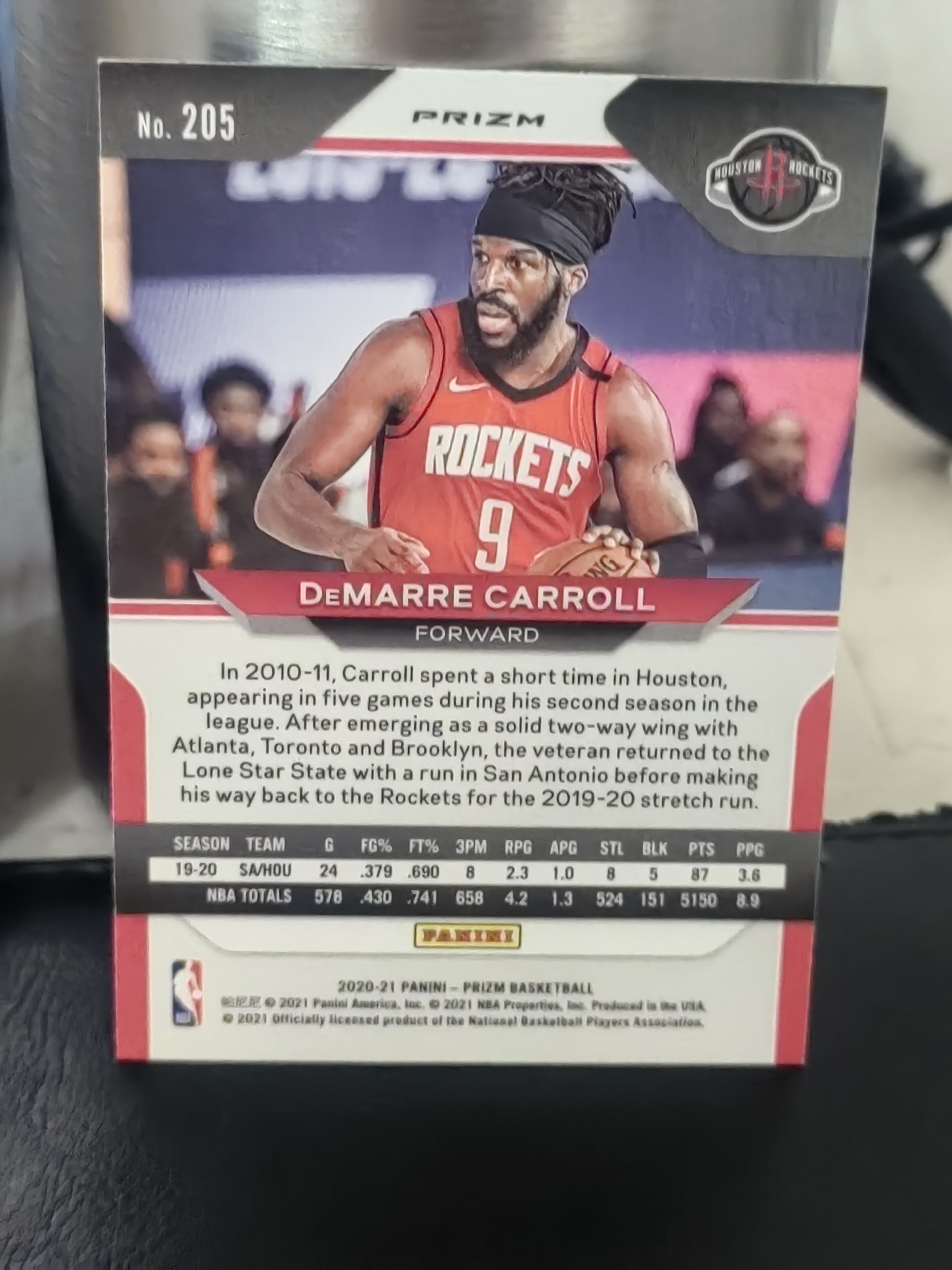 2020-21 Panini Prizm DeMarre Carroll PZ 三色折 德马雷 卡罗尔 火箭 篮 白边白角 不保卡品 卡品如图