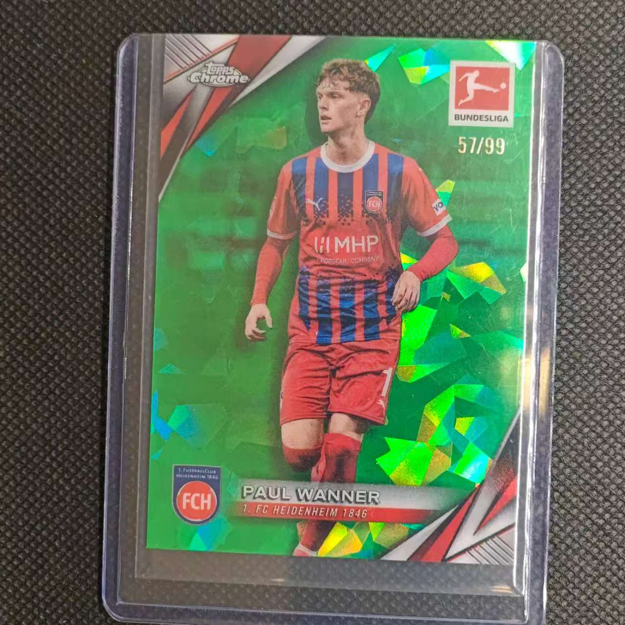 2025 Topps Chrome Paul Wanner 团长#德甲 蓝宝石 保罗 万纳 57/99编 绿碎冰折射 海登海姆 不保卡品细节如图