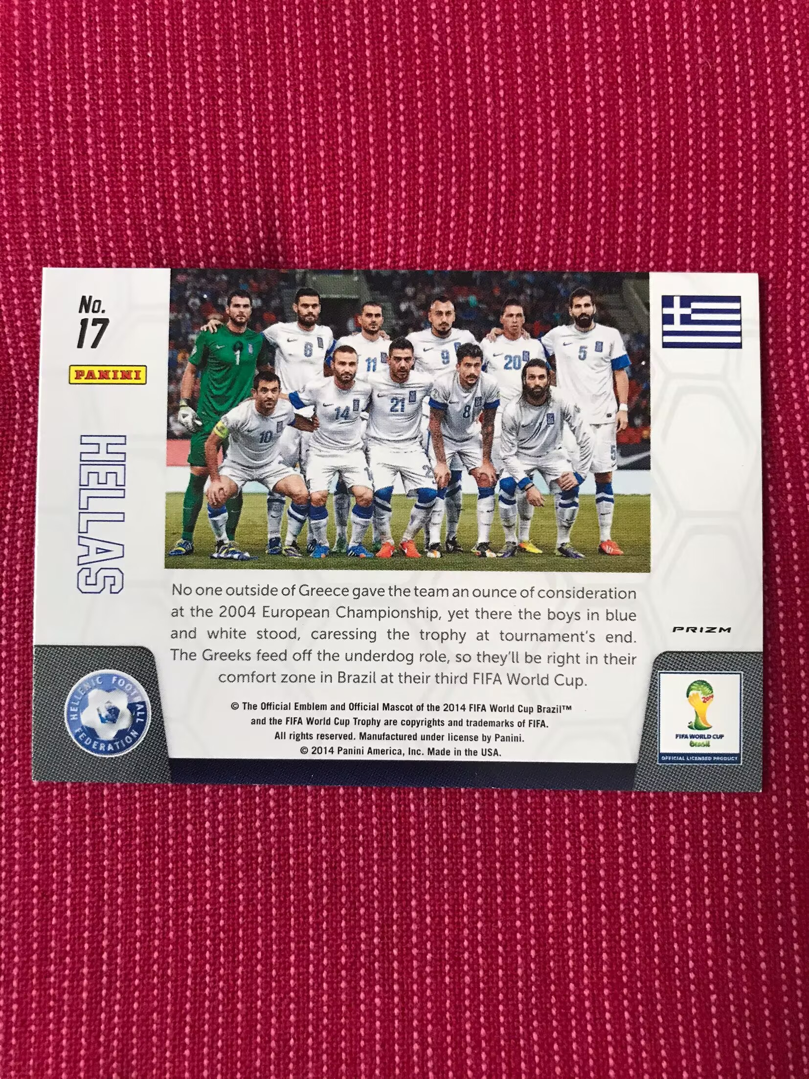 2014 Panini Prizm HELLAS 【宾森光拍卖第191期】World Cup 全家福 特卡 银 折射 希腊 元年世界杯