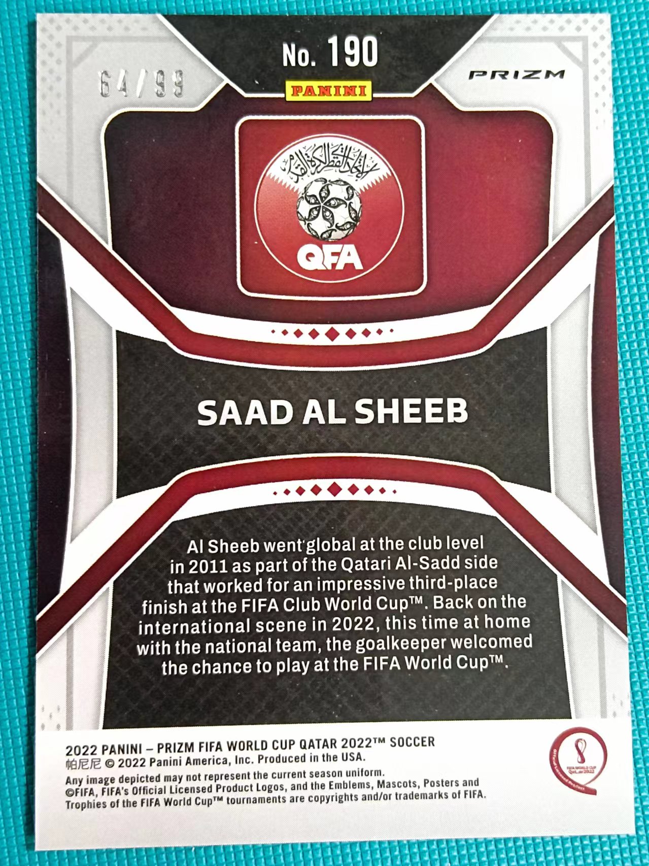 2022 Panini Prizm Fifa World Cup Qatar Saad Al Sheeb 64/99 Mojo RC 世界杯 ...