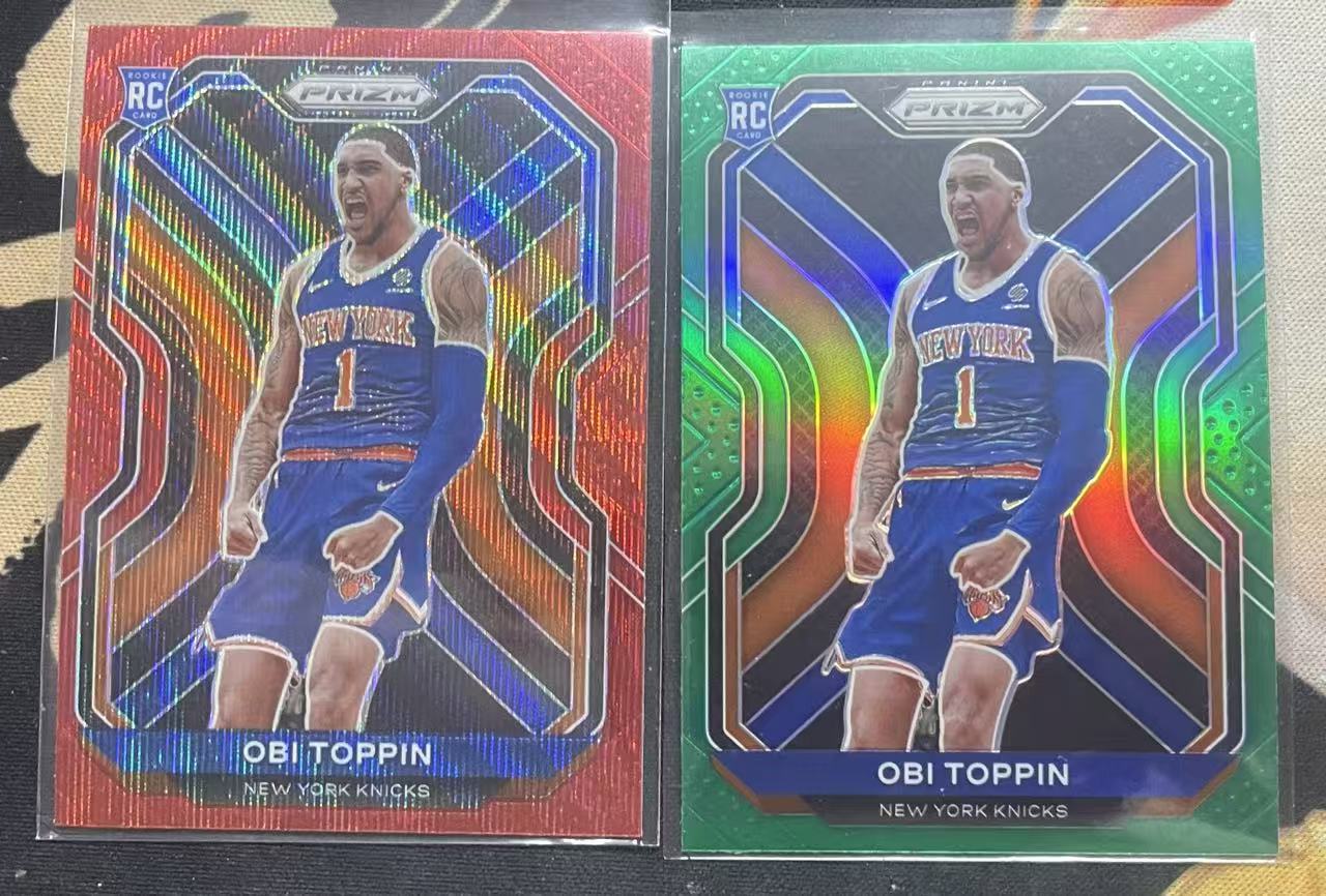 2020-21 Panini Prizm Obi Toppin 奥比·托平 尼克斯 扣篮王 rc 新秀年 红波纹折 绿折 折射 打包 适合彩虹 值得收藏(猴子卡社)