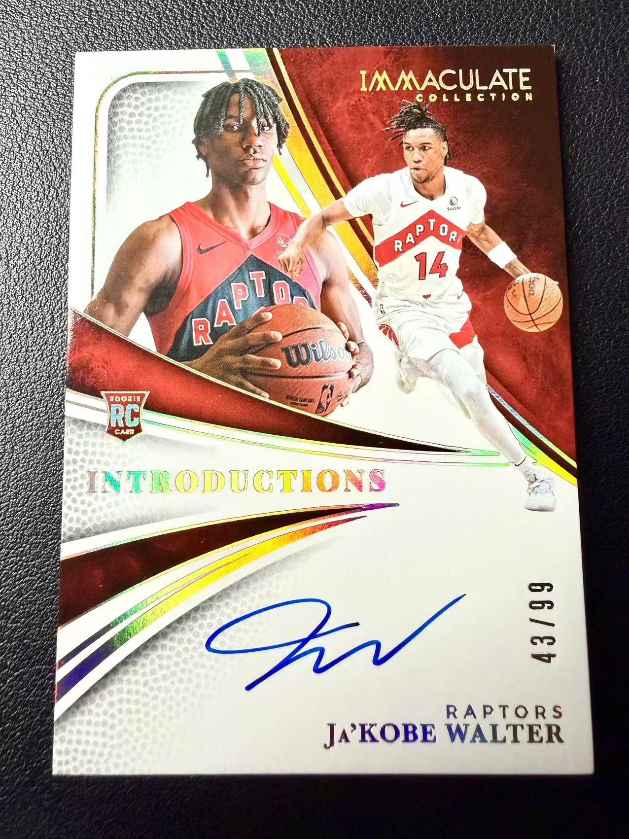 2024-25 Panini Immaculate Ja'Kobe Walter RC 爱咪咪 猛龙 新秀年 贾科比 沃尔特 介绍签 99编 卡签 签字 卡品如图(彭)