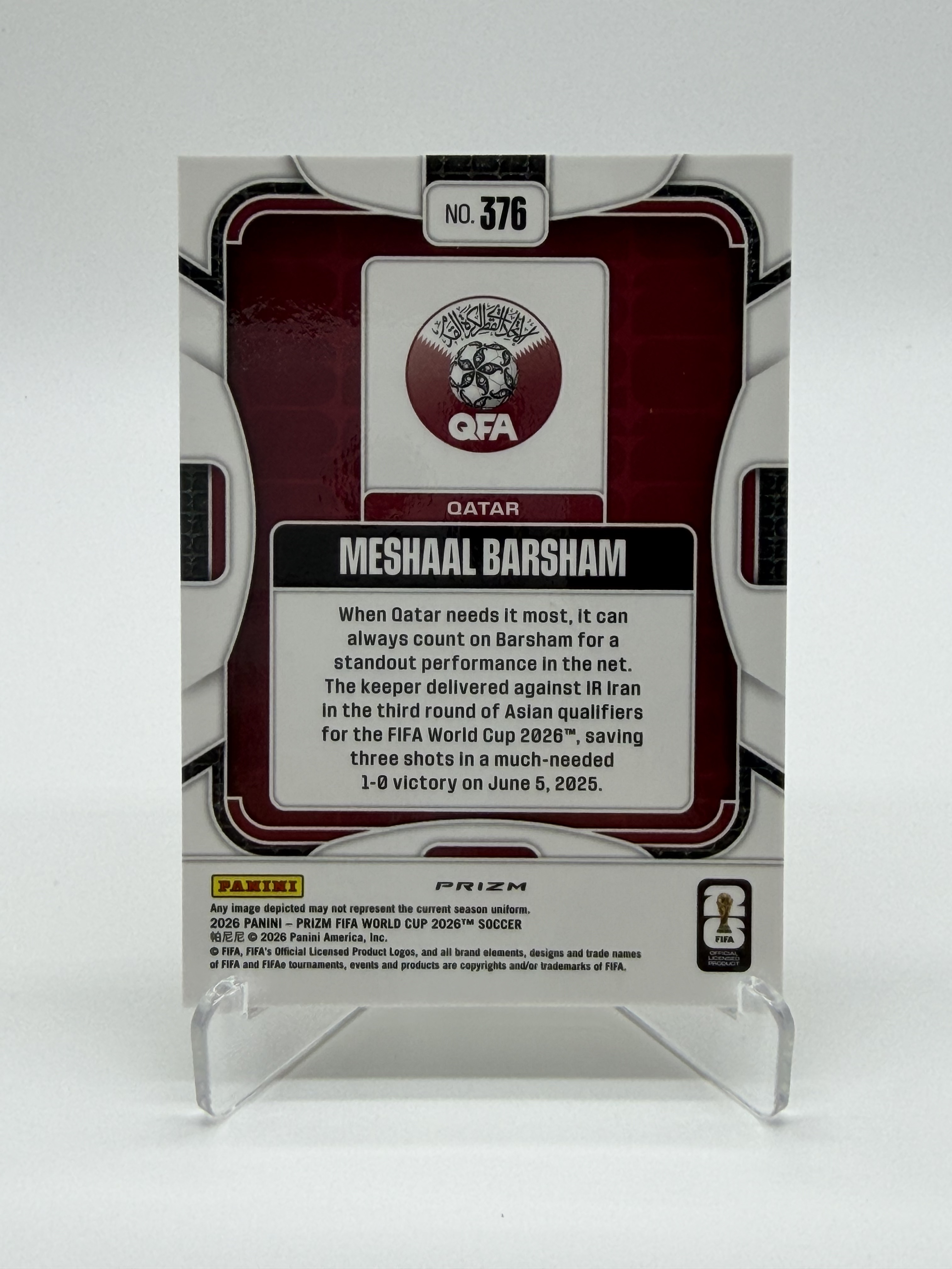 2026 Panini Prizm FIFA World Cup MESHAAL BARSHAM RC【Simple】世界杯pz 卡塔尔 新秀 梅沙尔 巴尔沙姆 蛇皮 折射