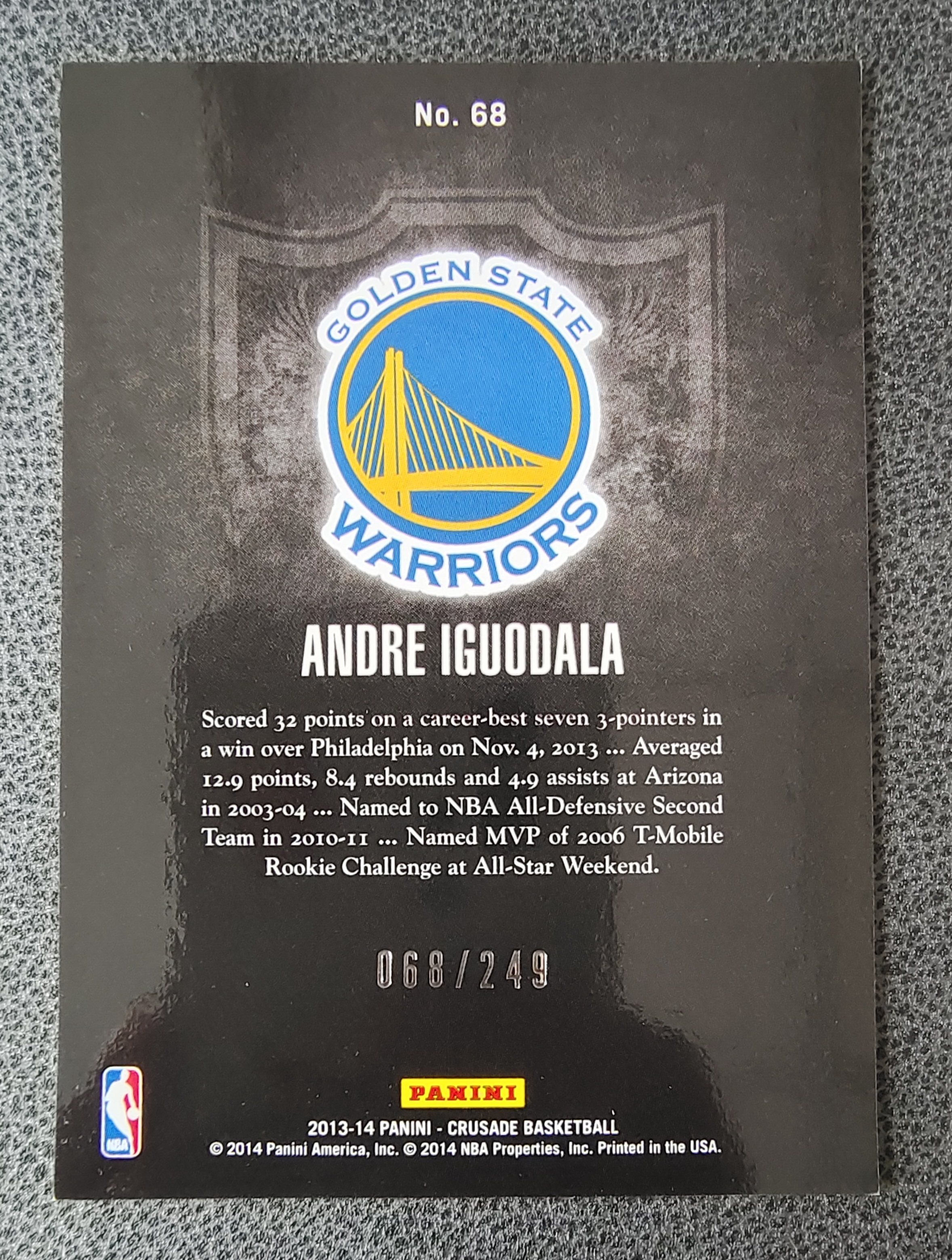 2013-14 Panini Crusade Andre Iguodala 金州 勇士队 安德烈 伊戈达拉 一哥 十字军 青折 068/249 勇士总冠军拼图