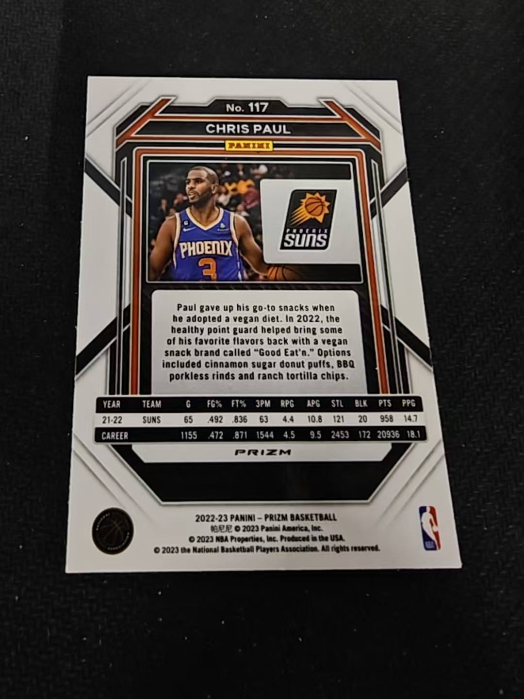 2022-23 Panini Prizm Chris Paul 克里斯 保罗 太阳 红波纹 PZ 划痕 边角瑕疵 #117