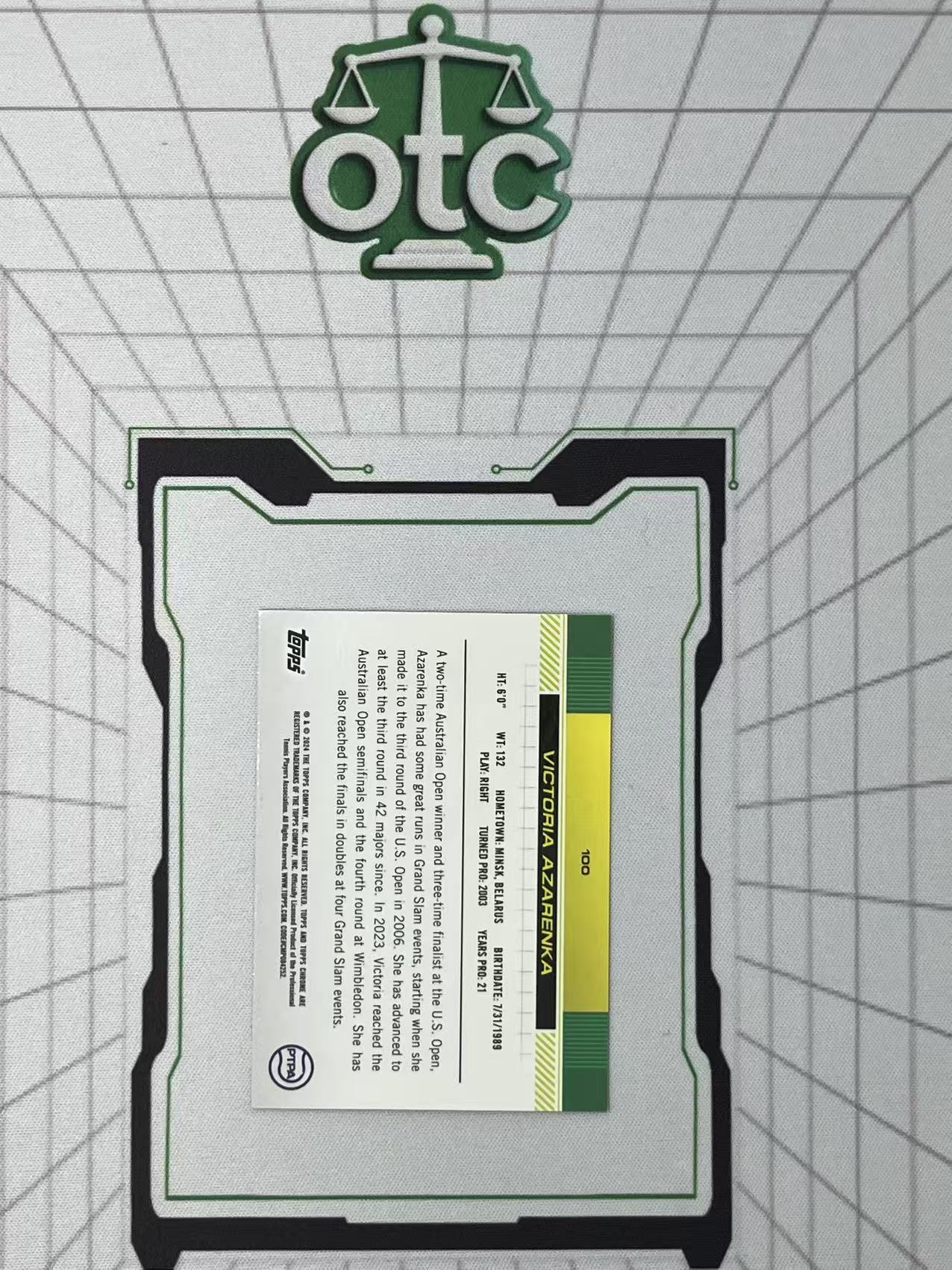 2024 Topps Chrome Victoria Azarenka 【盎司收藏】网球 维多利亚 阿扎伦卡 99编 绿折 白俄罗斯 最高排名世界第1 澳网女单冠军 JJ27