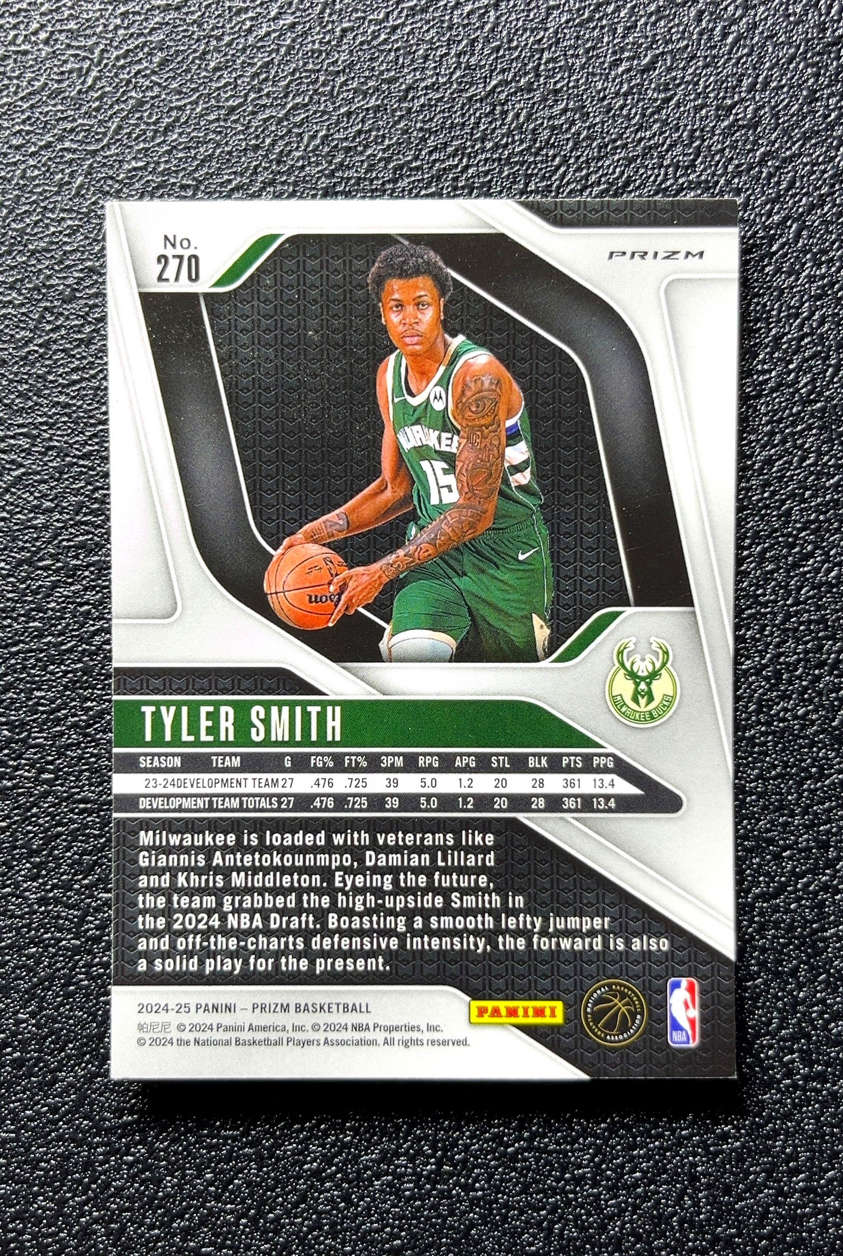 【小白1%代卖】2024-25 Panini Prizm Rookie Card 新秀卡 Tyler Smith 泰勒·史密斯 银折 折射 新秀 RC 卡品如图 高价值 #270 0712