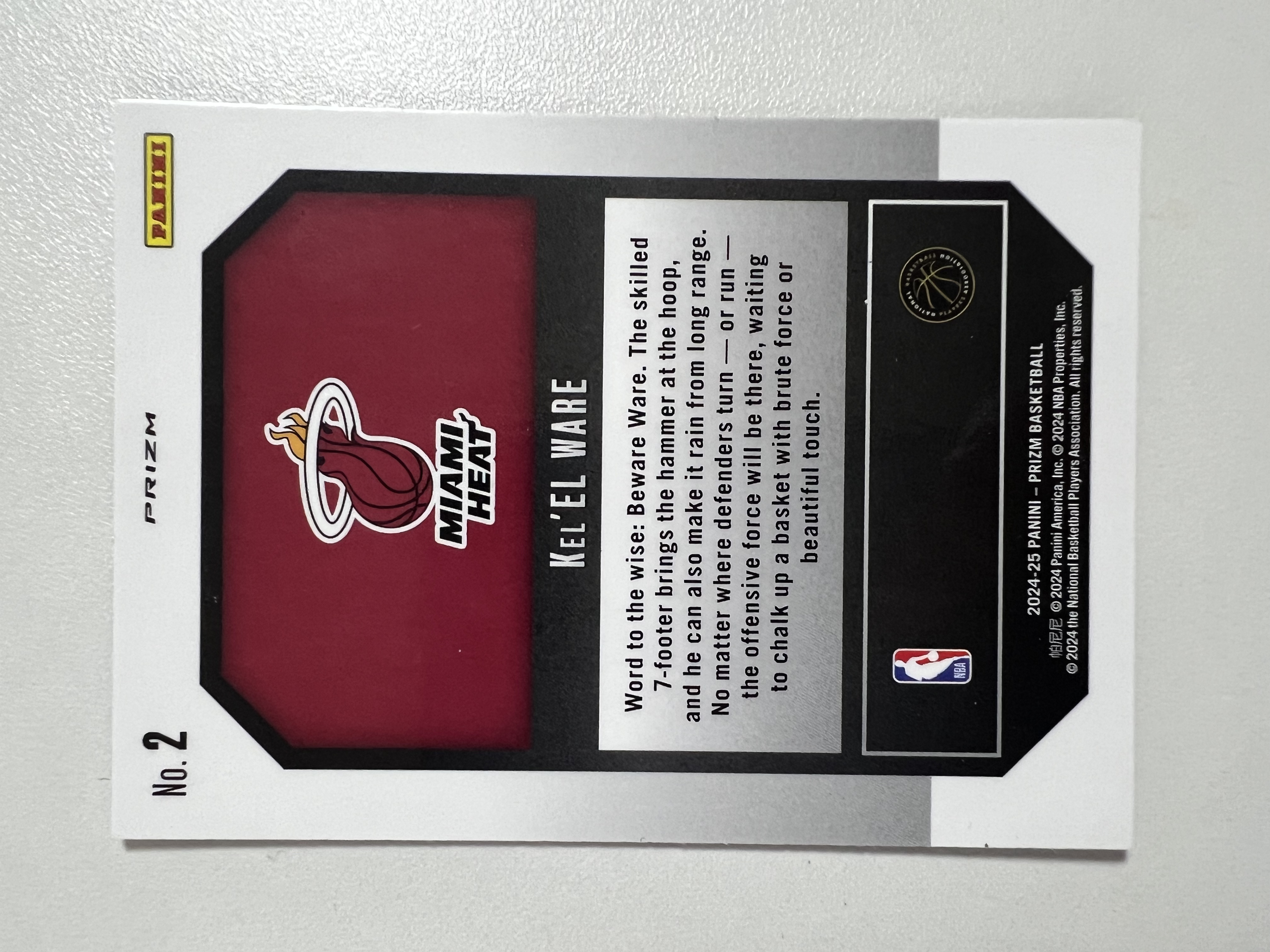 2024-25 Panini Prizm Kel'el Ware RC 凯莱尔韦尔 热火 新秀年 银折 PZ系列 HH03 收藏凑套 卡品如图