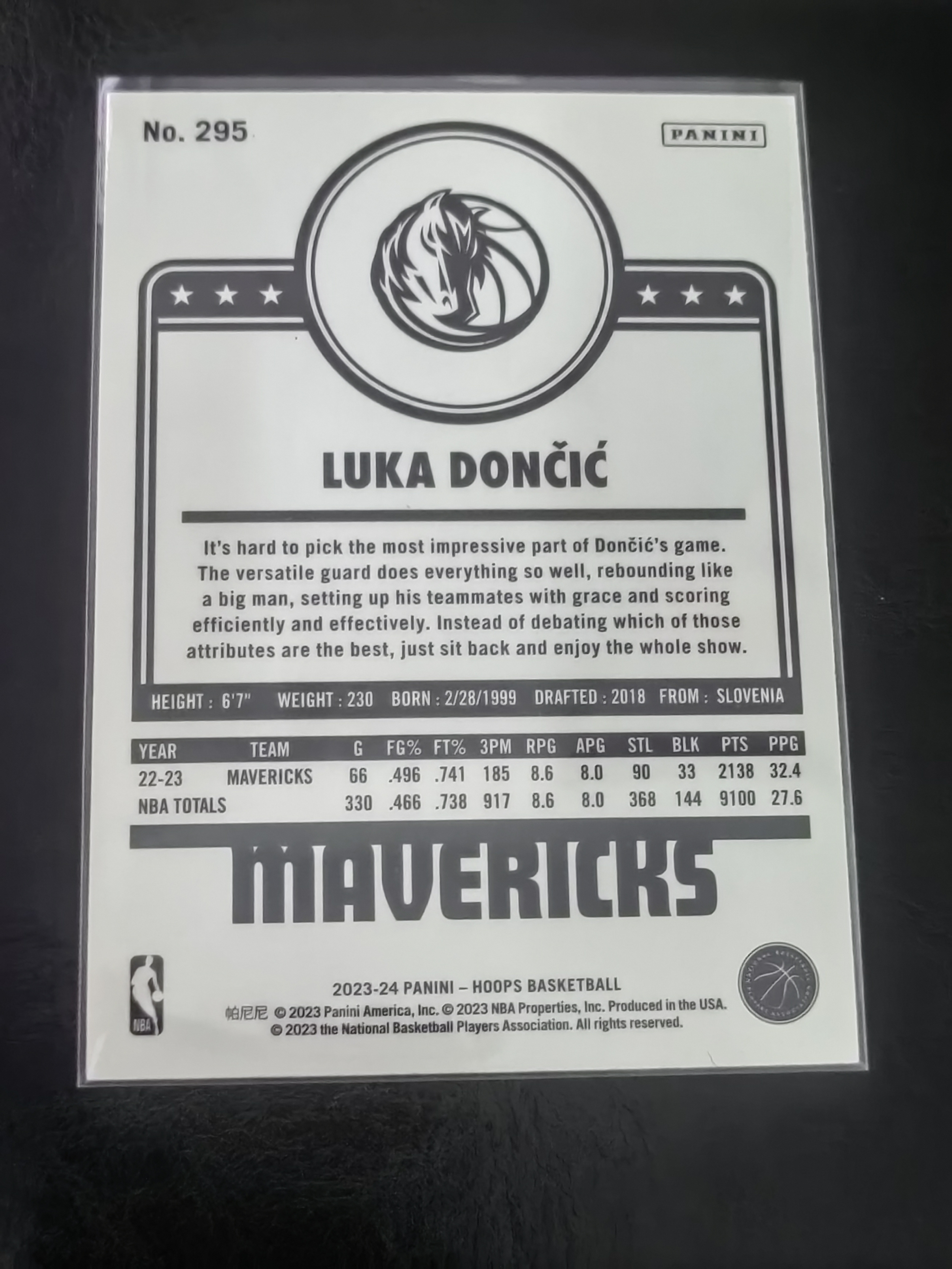 2023-24 Panini Hoops Luka Dončić Hoops 卢卡·东契奇 独行侠 湖人 凑套 篮 白边白角 不保卡品 卡品如图