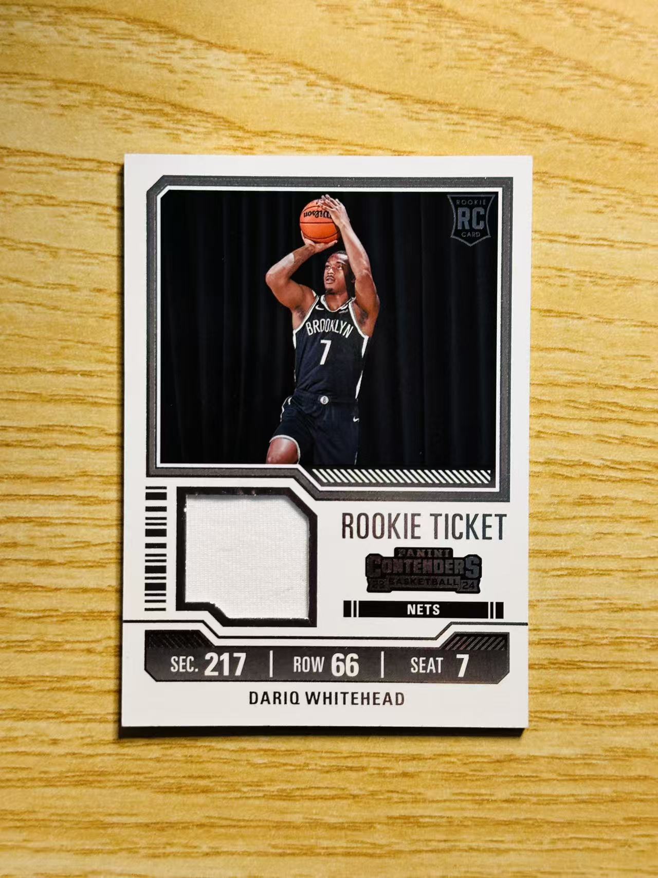 2023-24 Panini Contenders Dariq Whitehead RC #RTS-DRQ 达里克 怀特黑德 篮网 球票 物料 切割