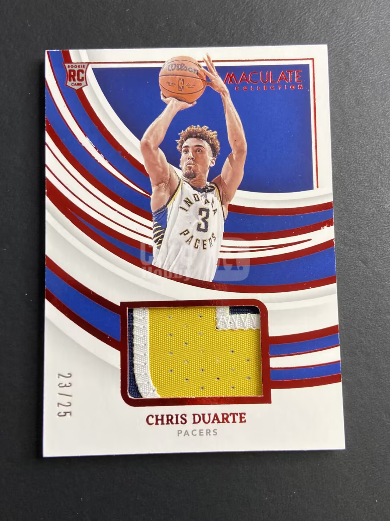 2021-22 Panini Immaculate Chris Duarte RC 【肥猫代卖】X03F 爱咪咪 步行者 新秀 克里斯 杜阿尔特 球衣patch RJA 25编 红平行 瑕疵如图