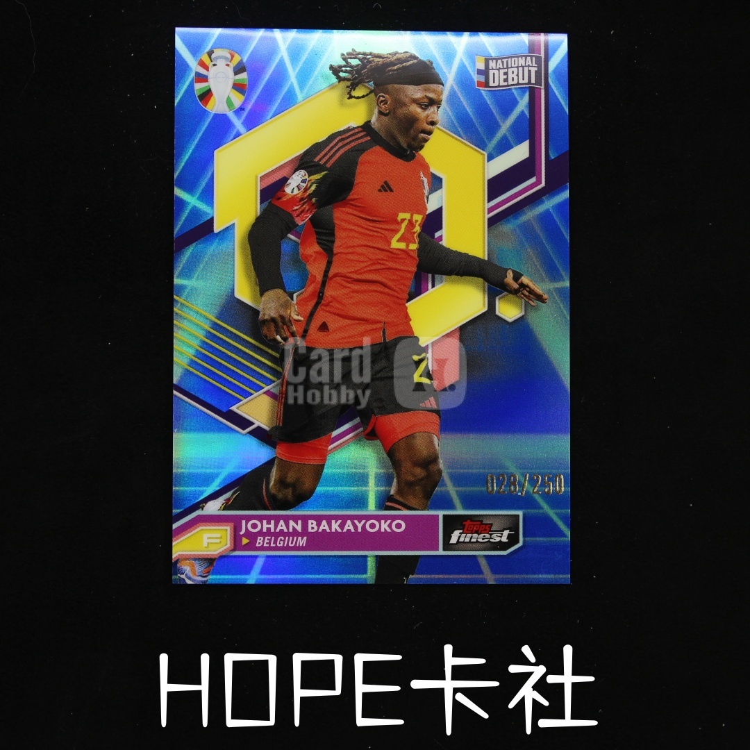 2024-25 Topps Finest Johan Bakayoko 比利时妖人 约翰 巴卡约科 欧洲杯首秀 028/250编 蓝折【HOPE代卖(4.5%含卡淘)】