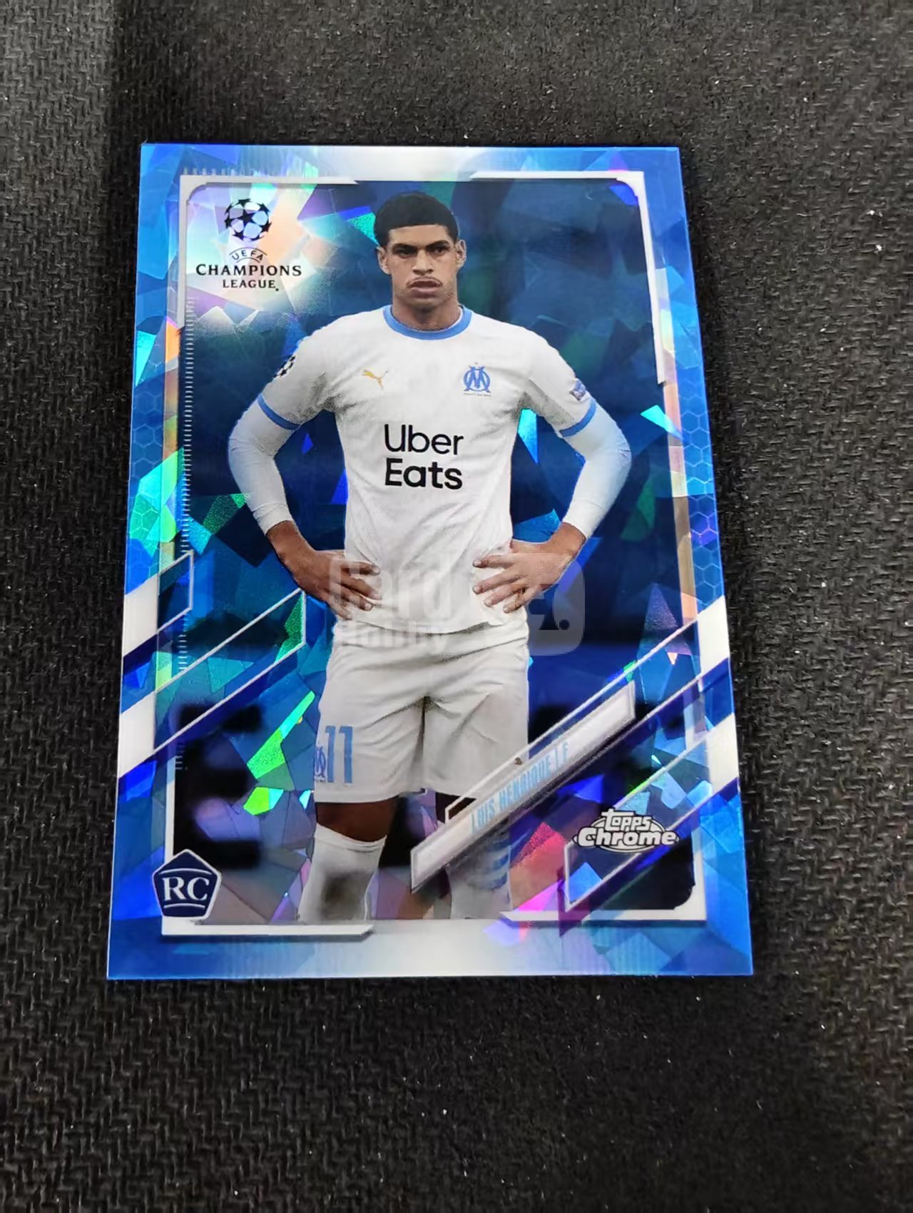 【可合并,不累计】2021 Topps Chrome Luis Henrique RC 蓝宝石 马赛 恩里克 新秀 碎冰折 #65 划痕 边角瑕疵
